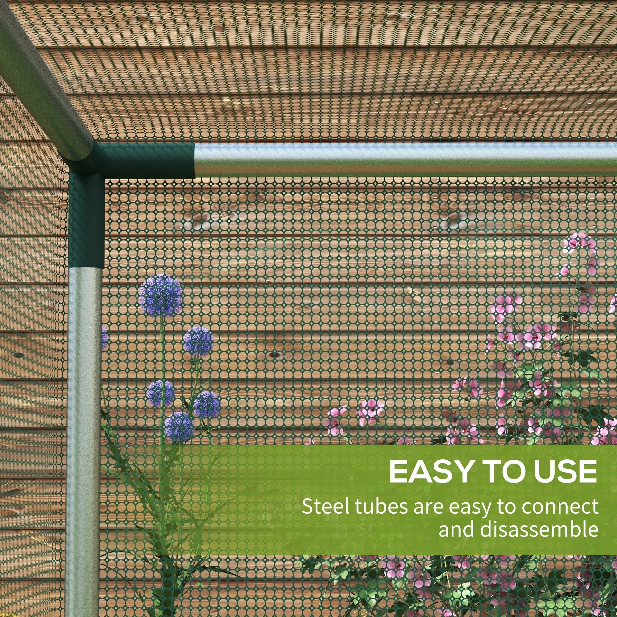 4' x 4' Plant Protection Cage with Zippered Door & Galvanized Frame, Green - Image 7