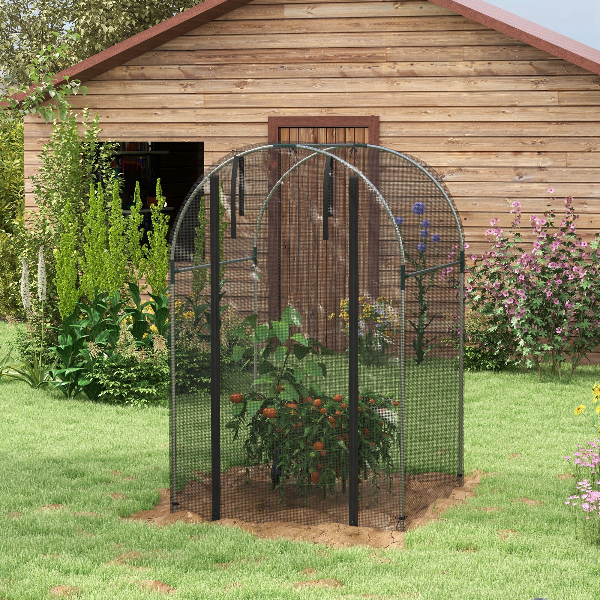 4' x 4' Black Crop Cage with Zippered Door & Galvanized Frame, Black - Image 10