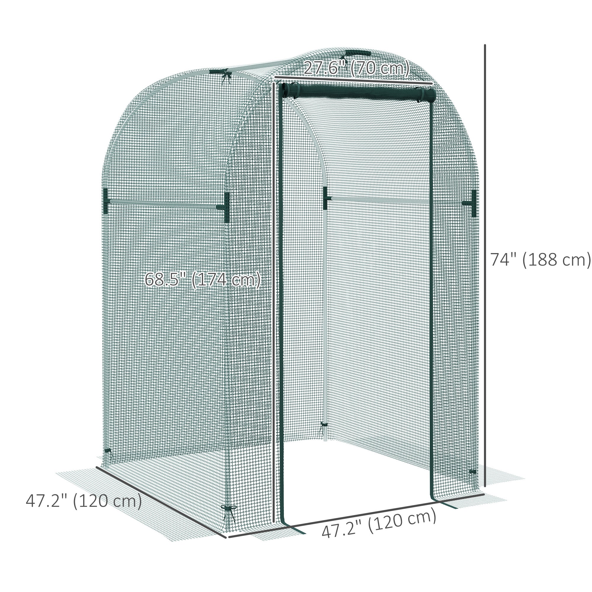 4' x 4' Green Crop Cage with Zippered Door & Galvanized Frame, Green - Image 5