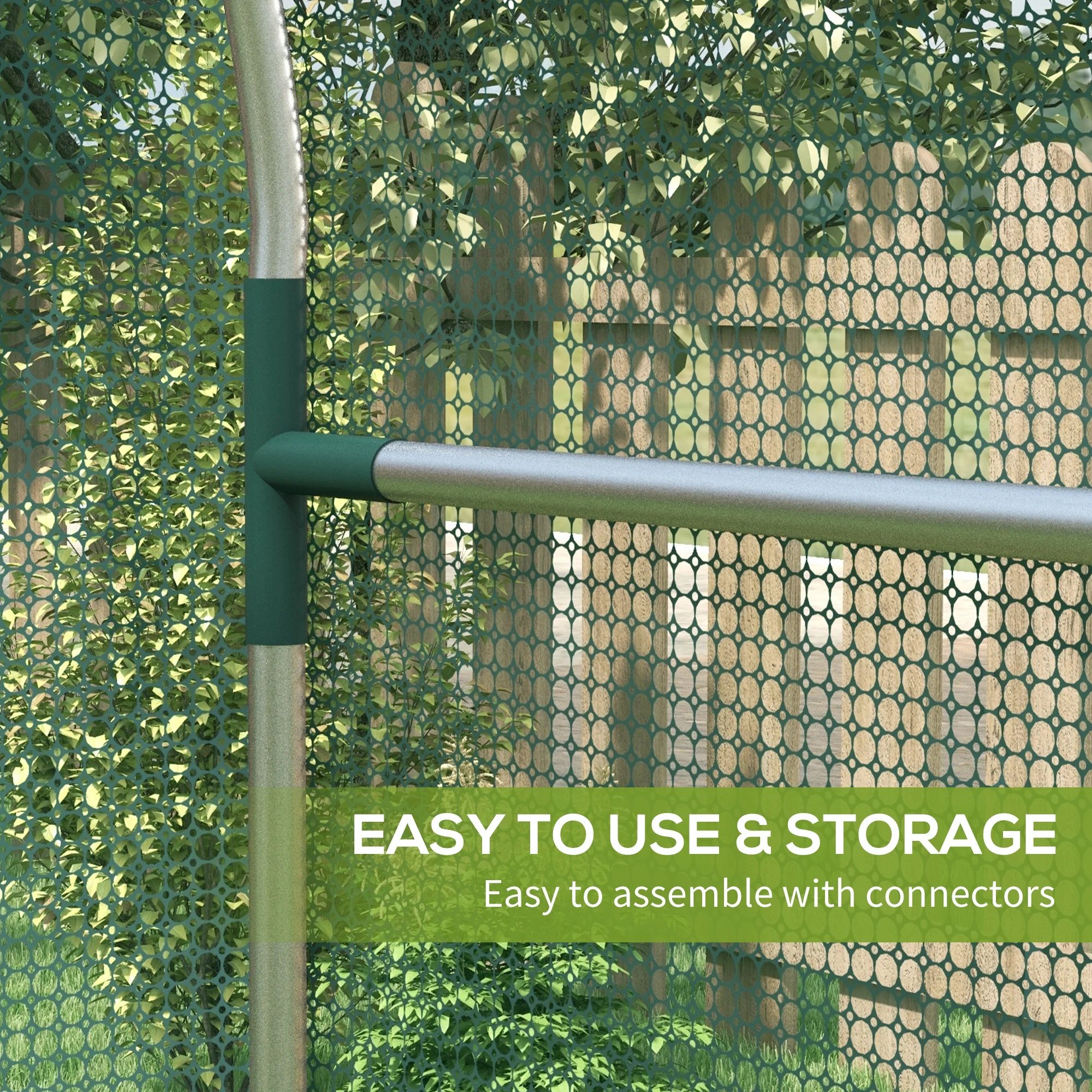 4' x 4' Green Crop Cage with Zippered Door & Galvanized Frame, Green - Image 7