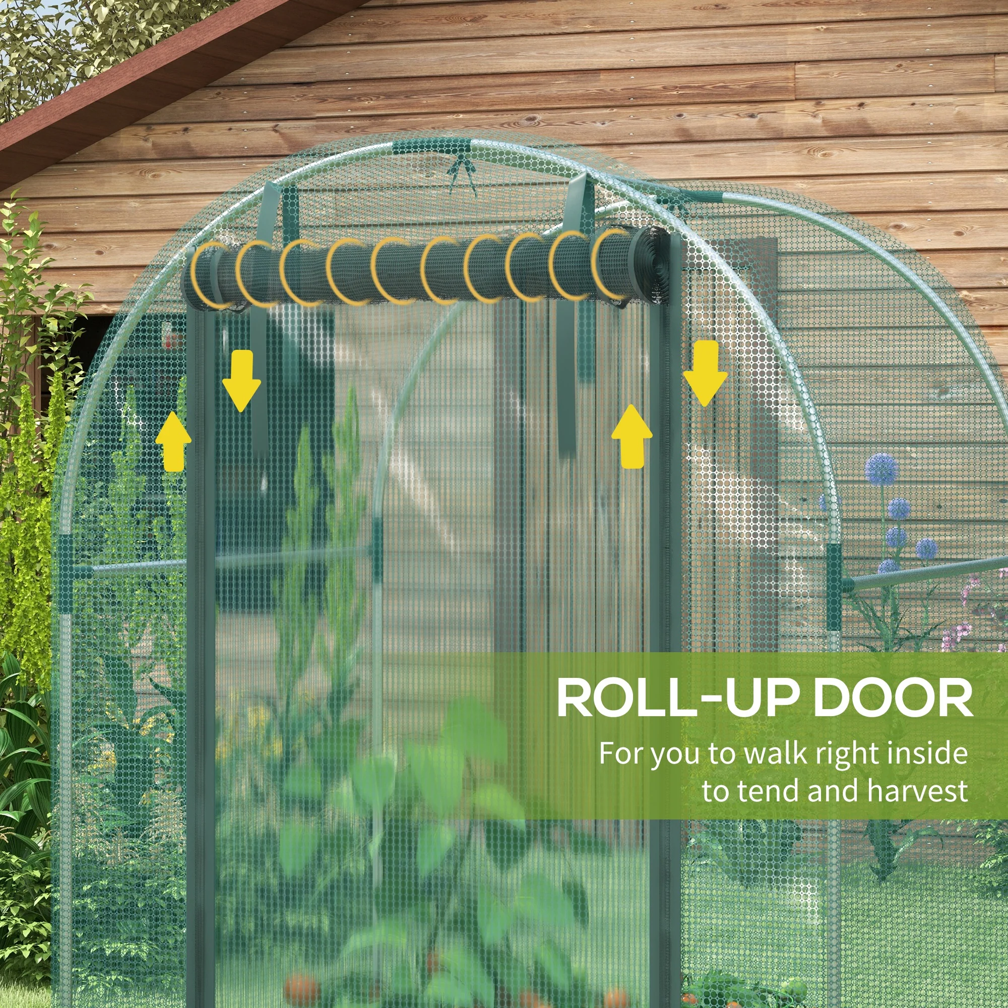 4' x 4' Green Crop Cage with Zippered Door & Galvanized Frame, Green - Image 8