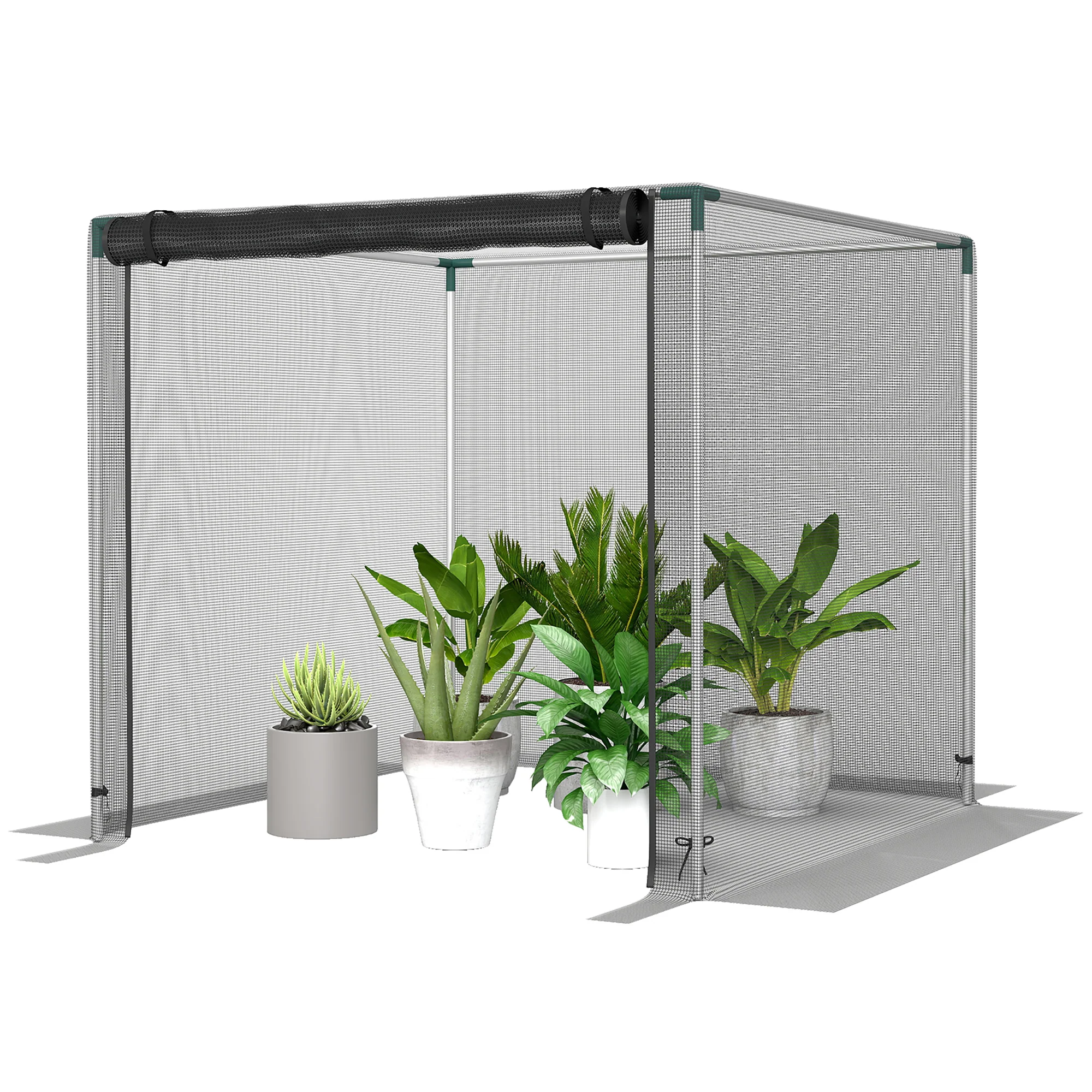 4' x 4' Crop Cage with Zippered Door and Steel Frame, Black - Image 2