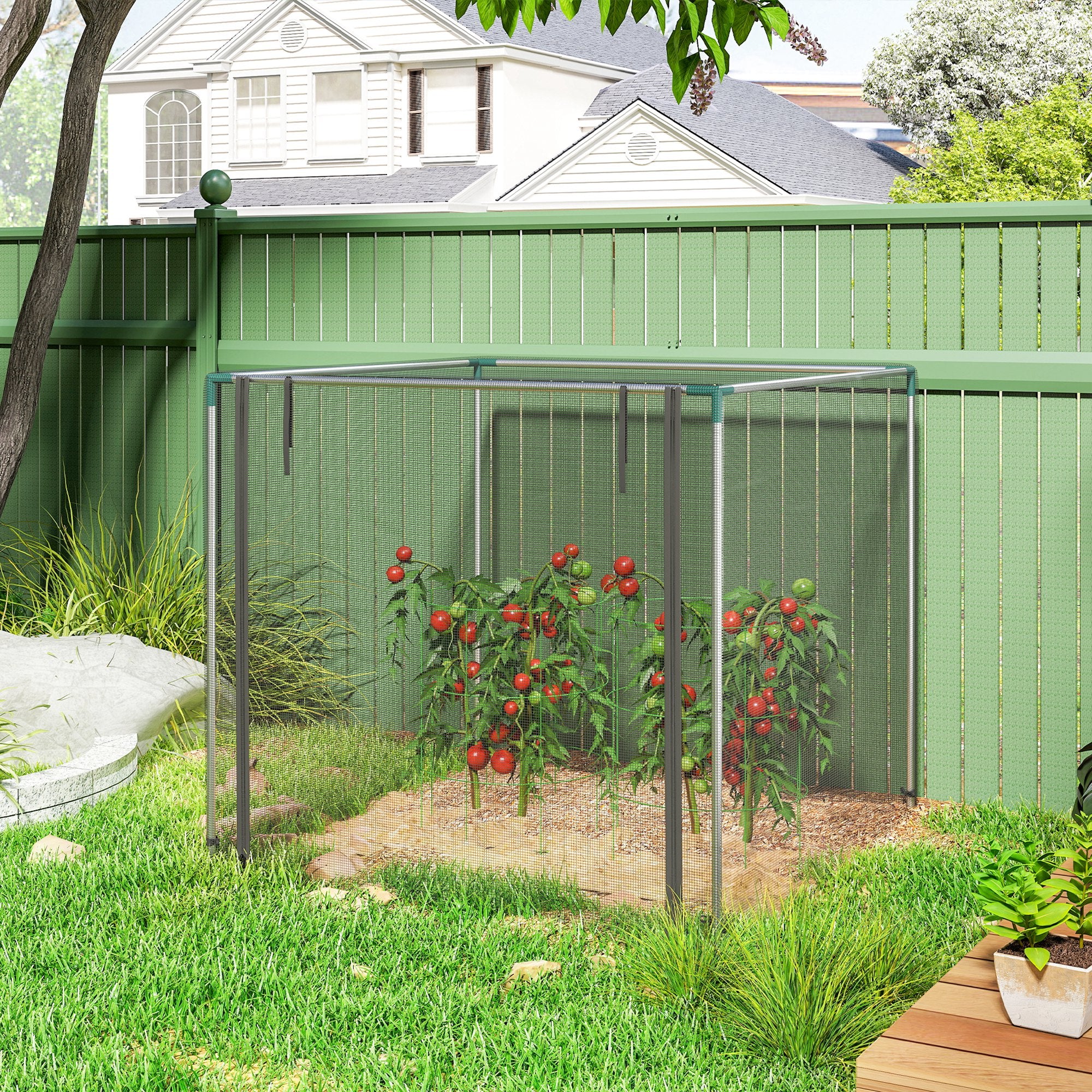 4' x 4' Crop Cage with Zippered Door and Steel Frame, Black - Image 4