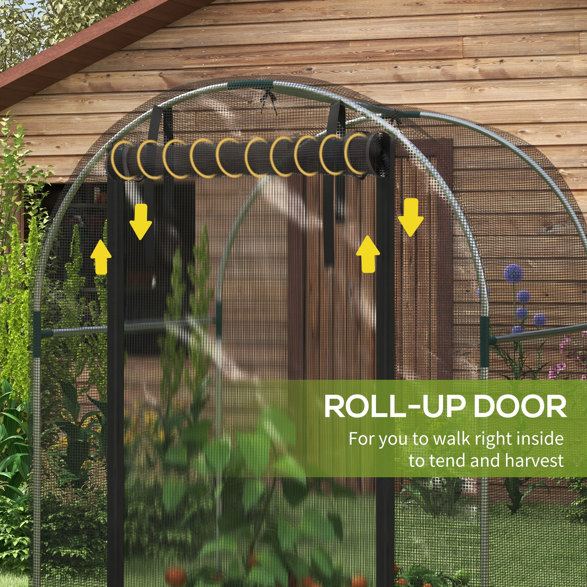 4' x 4' Black Crop Cage with Zippered Door & Galvanized Frame, Black - Image 8