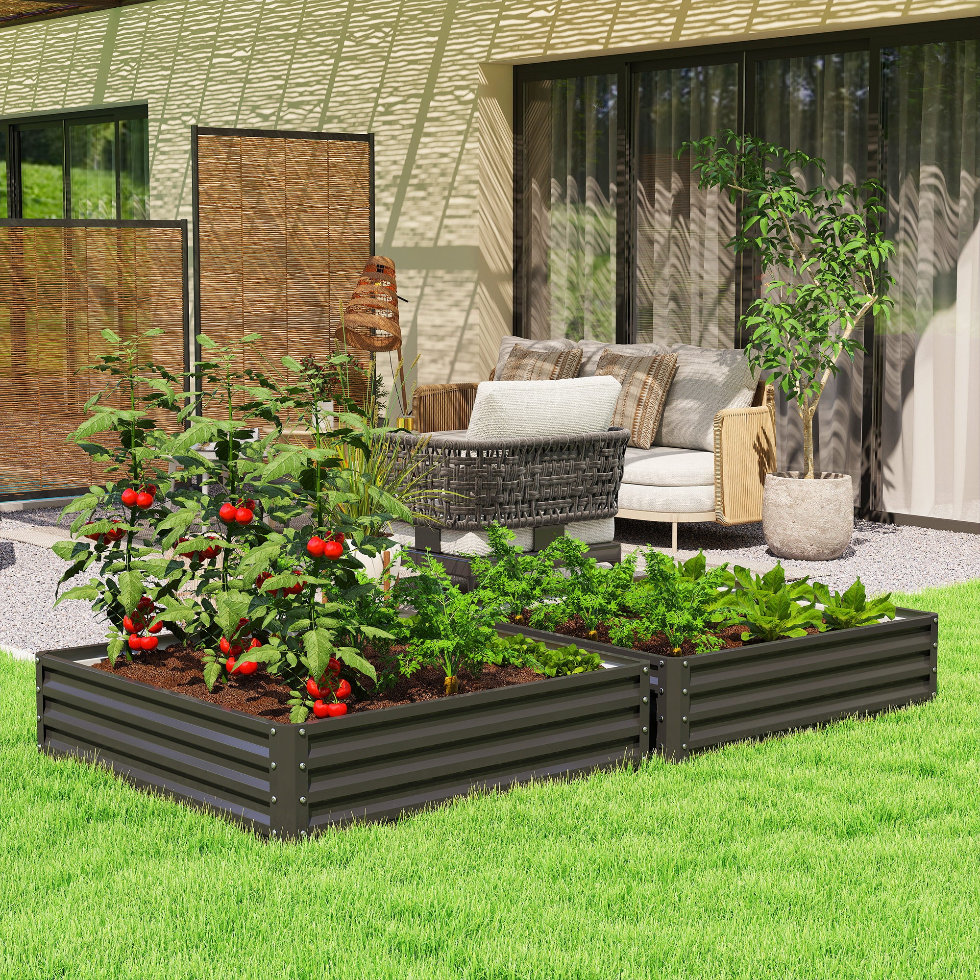 4' x 4' x 1' Galvanized Raised Garden Bed for Vegetables, Black - Image 10