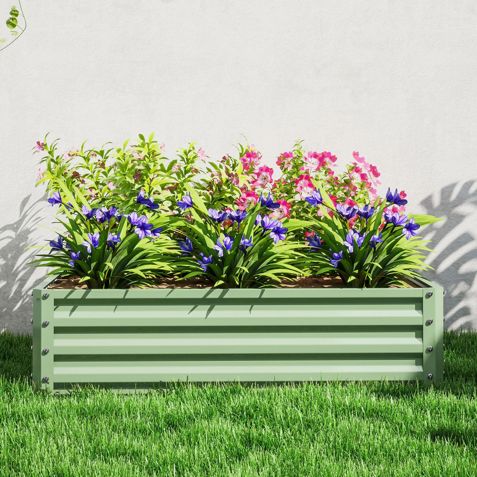 4' x 4' x 1' Galvanized Raised Garden Bed for Vegetables, Light Green - Image 11