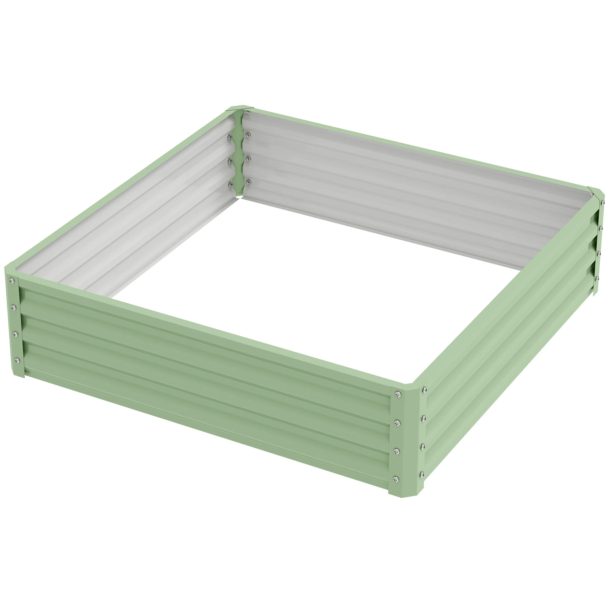 4' x 4' x 1' Galvanized Raised Garden Bed for Vegetables, Light Green - Image 2
