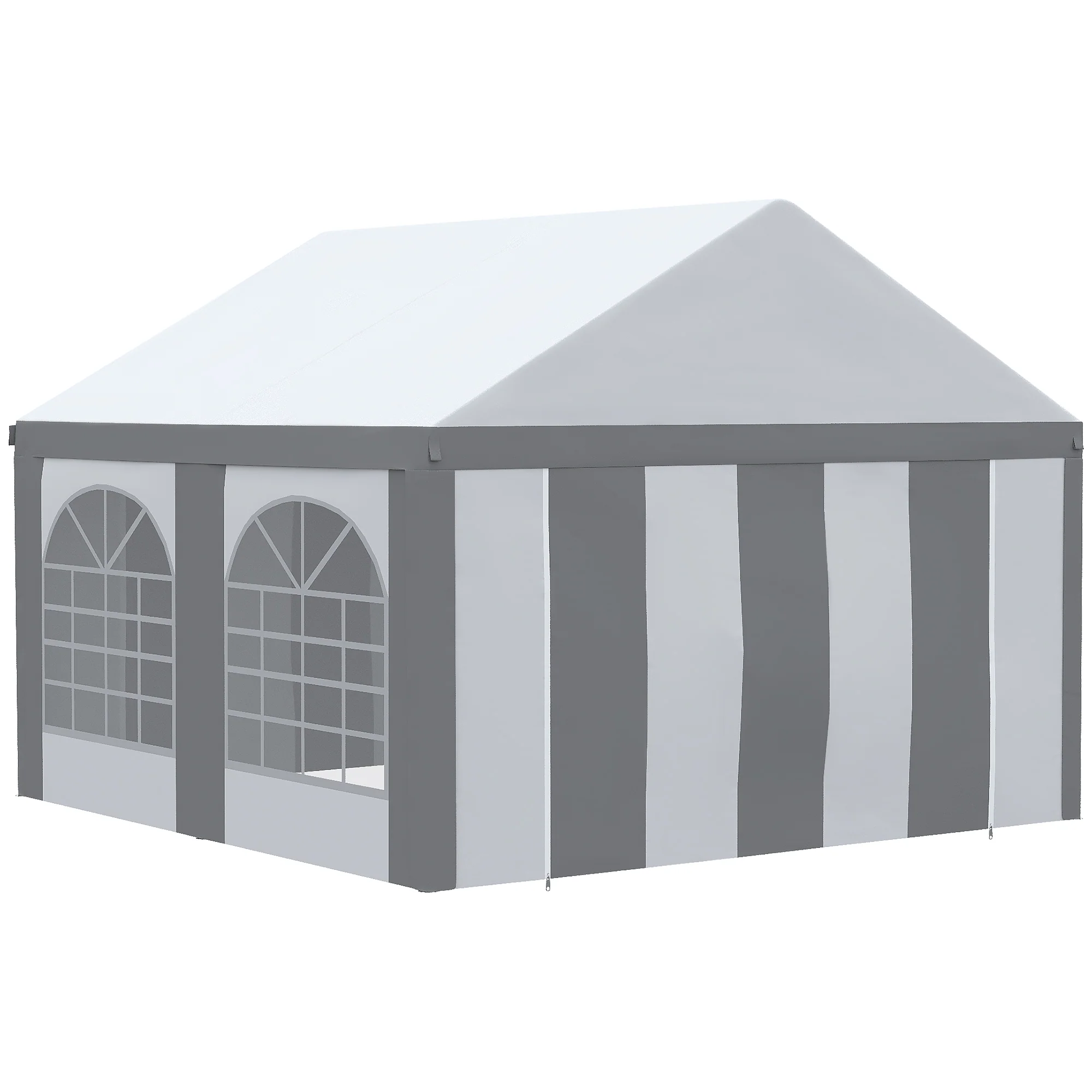 4 x 4m Galvanised Party Tent, Marquee Gazebo with Sides, 4 Windows & Double Doors