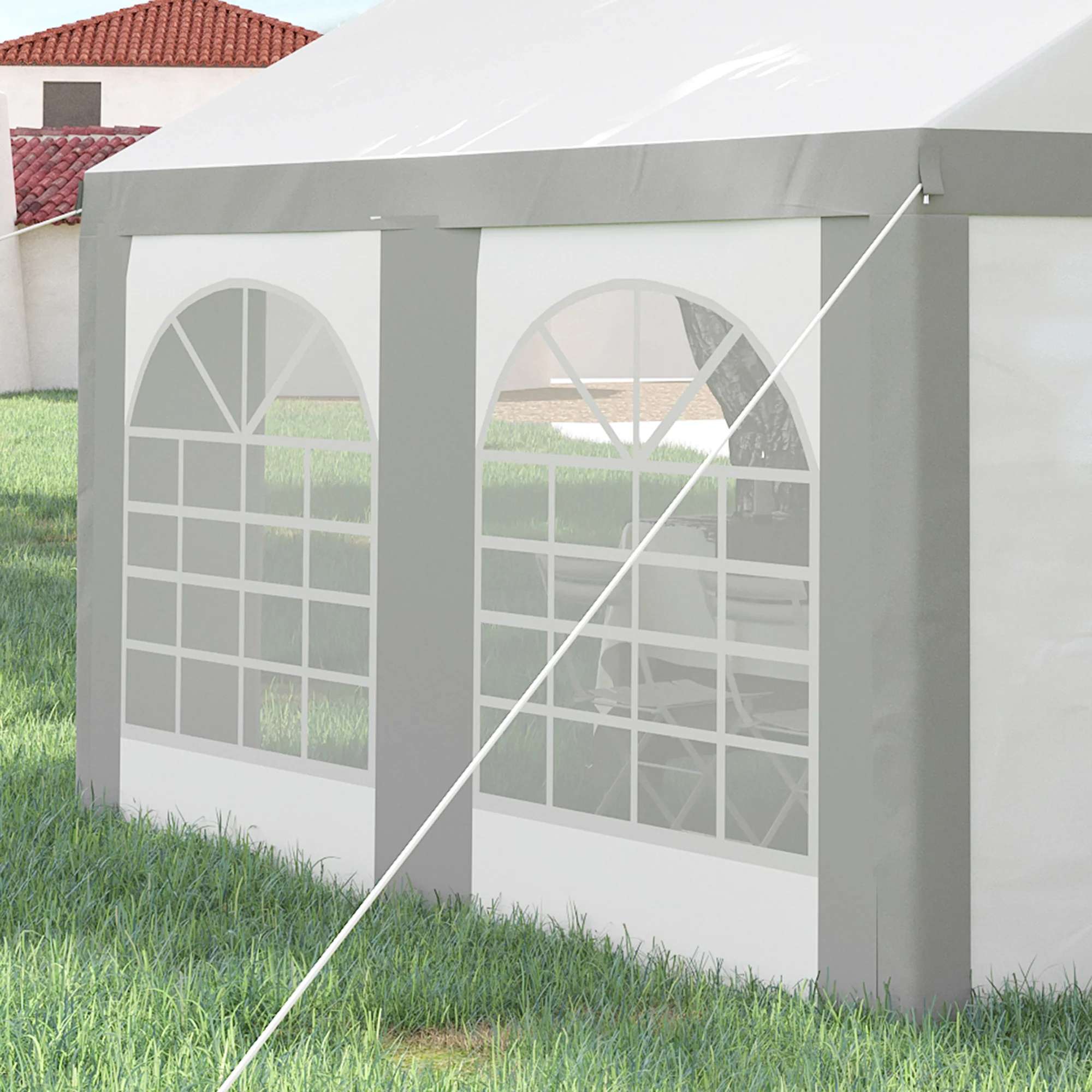 4 x 4m Galvanised Party Tent, Marquee Gazebo with Sides, 4 Windows & Double Doors - Image 11