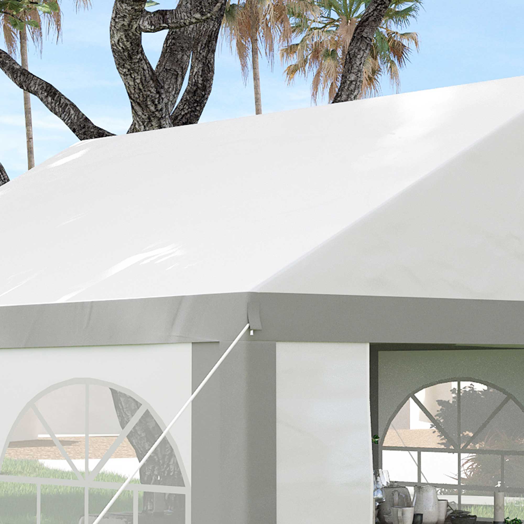 4 x 4m Galvanised Party Tent, Marquee Gazebo with Sides, 4 Windows & Double Doors - Image 12