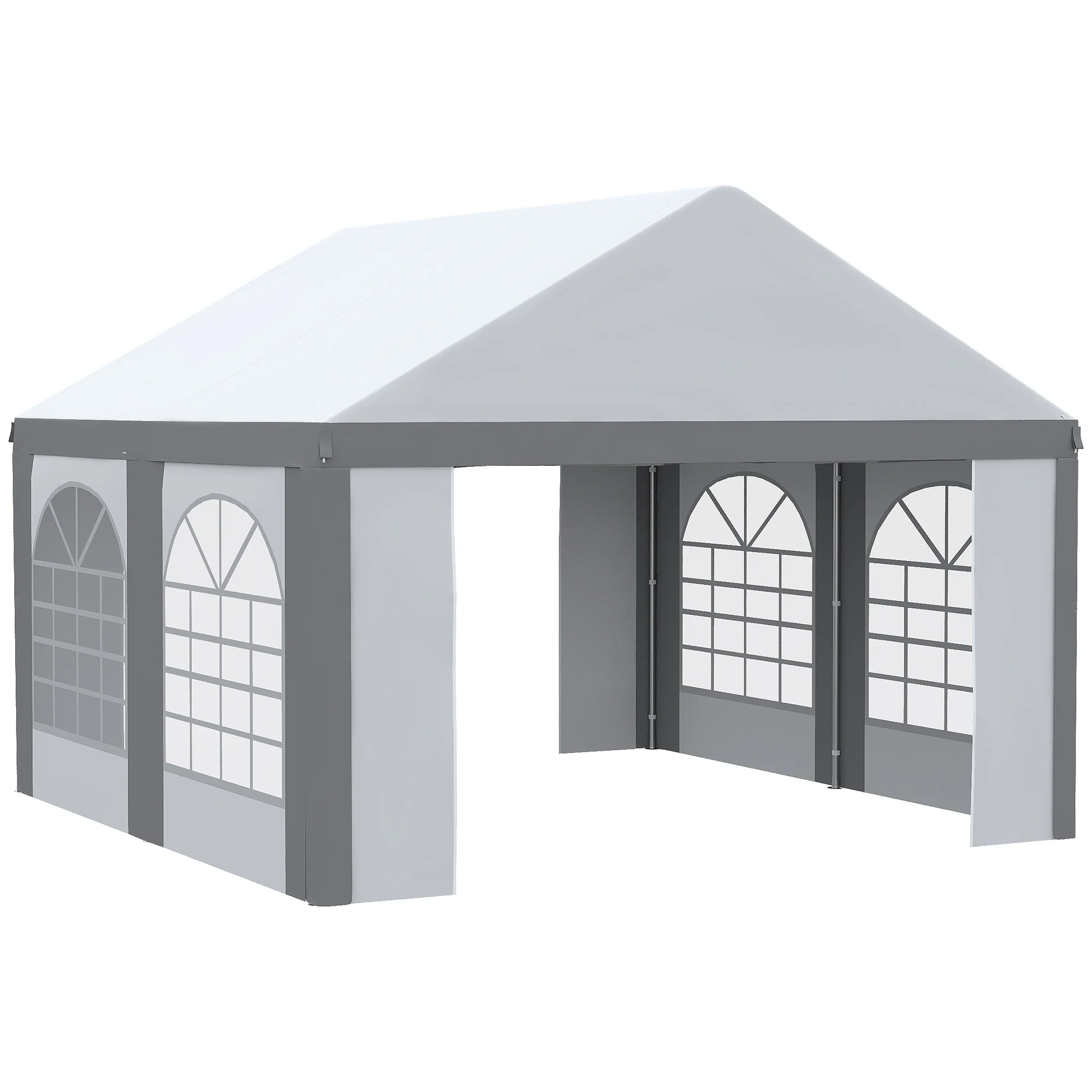 4 x 4m Galvanised Party Tent, Marquee Gazebo with Sides, 4 Windows & Double Doors - Image 2