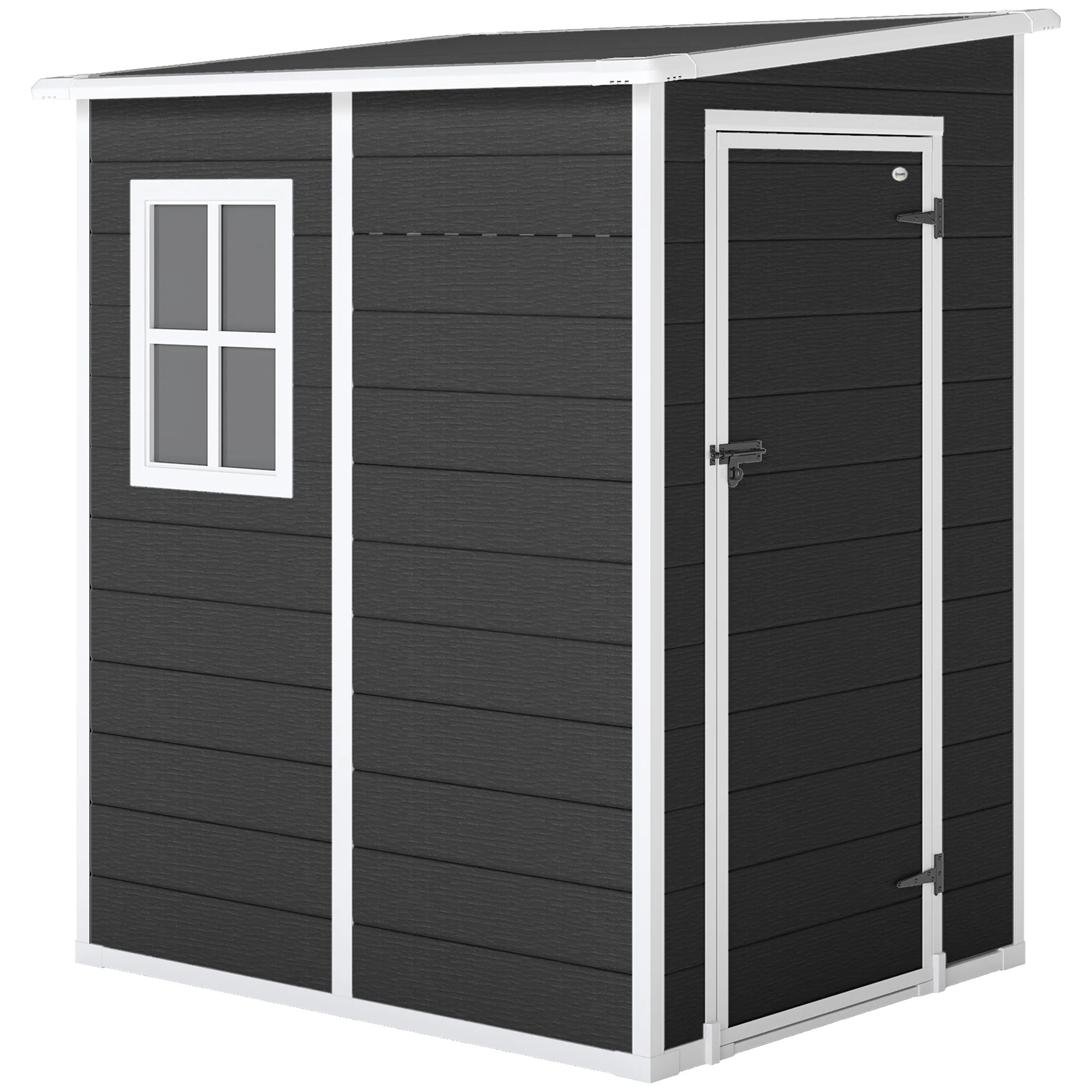 4 x 5FT Plastic Lean-to Garden Shed with Floor, Window and Vent, Black - Image 12