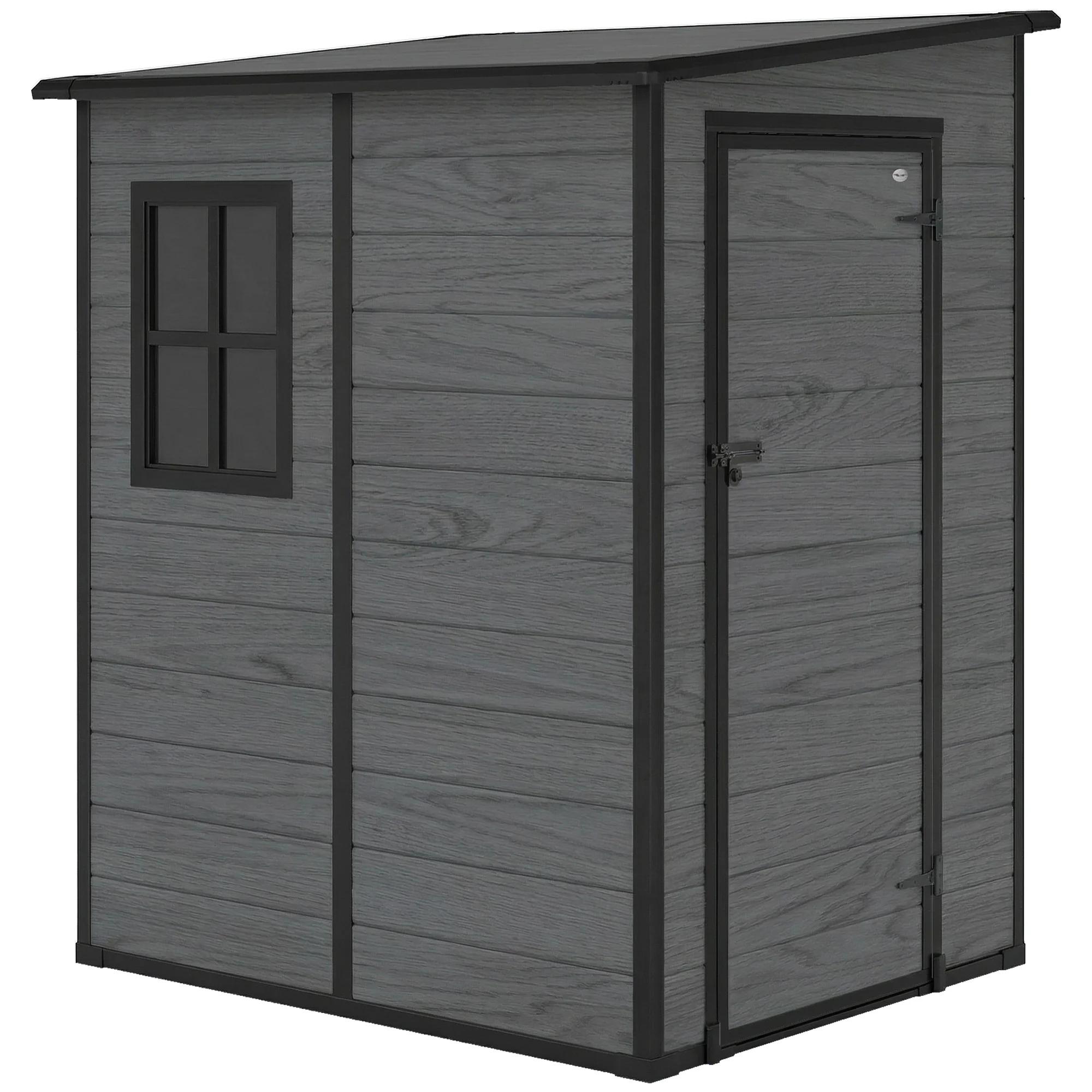 4 x 5FT Plastic Lean-to Garden Shed with Floor, Wood-Effect - Image 12