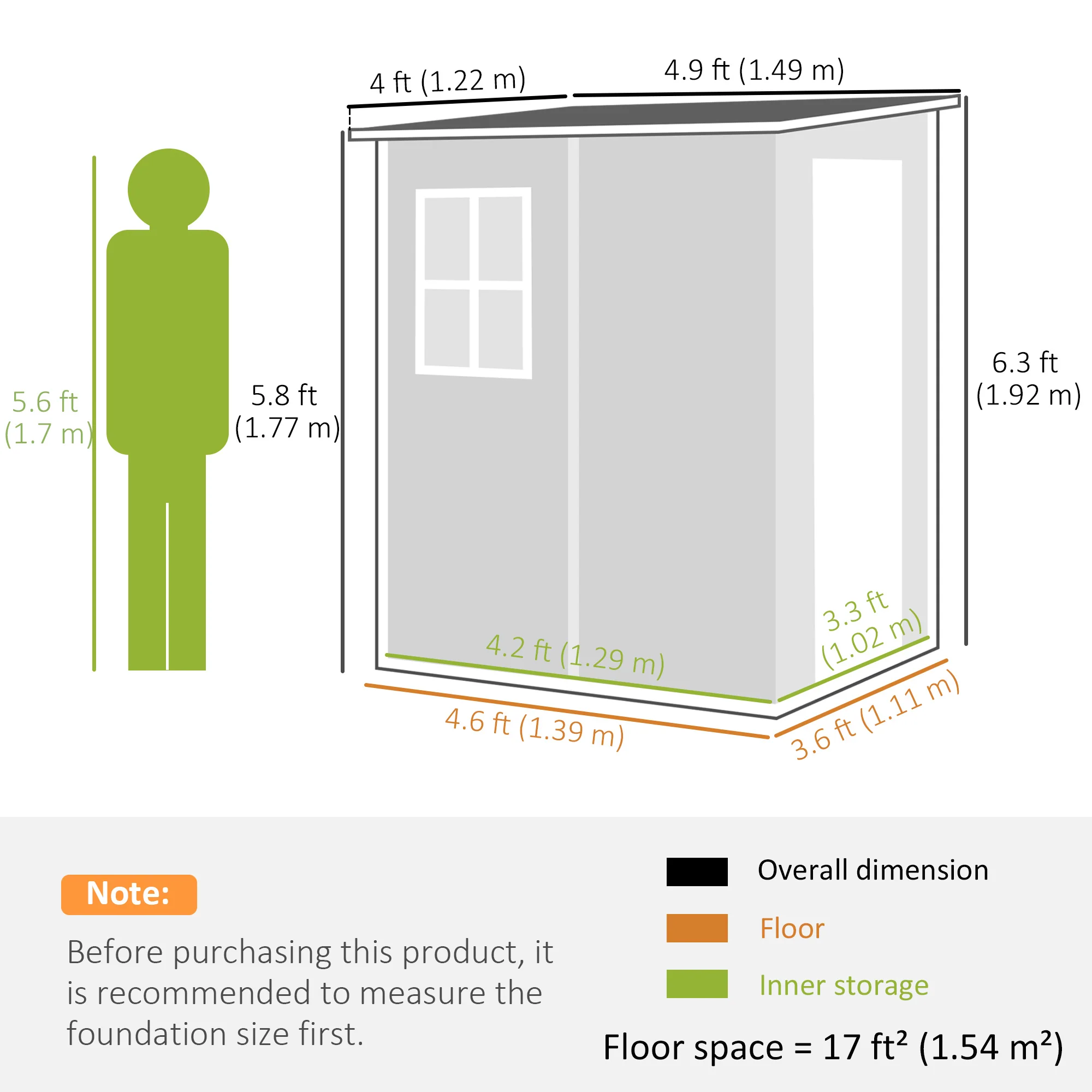 4 x 5FT Plastic Lean-to Garden Shed with Floor, Wood-Effect - Image 5