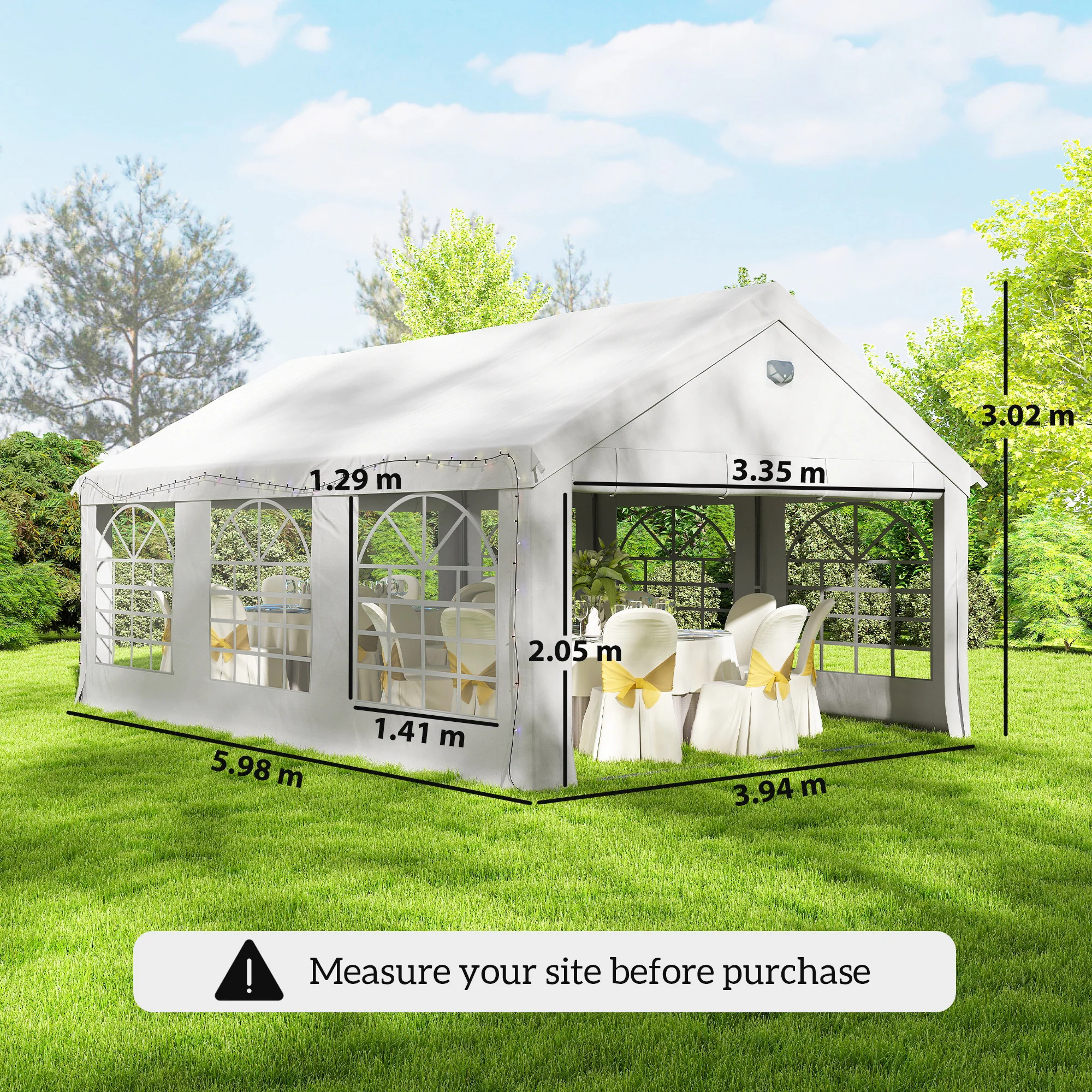 4 x 6 m Gazebo with 4 Removable Sidewalls, White - Image 5