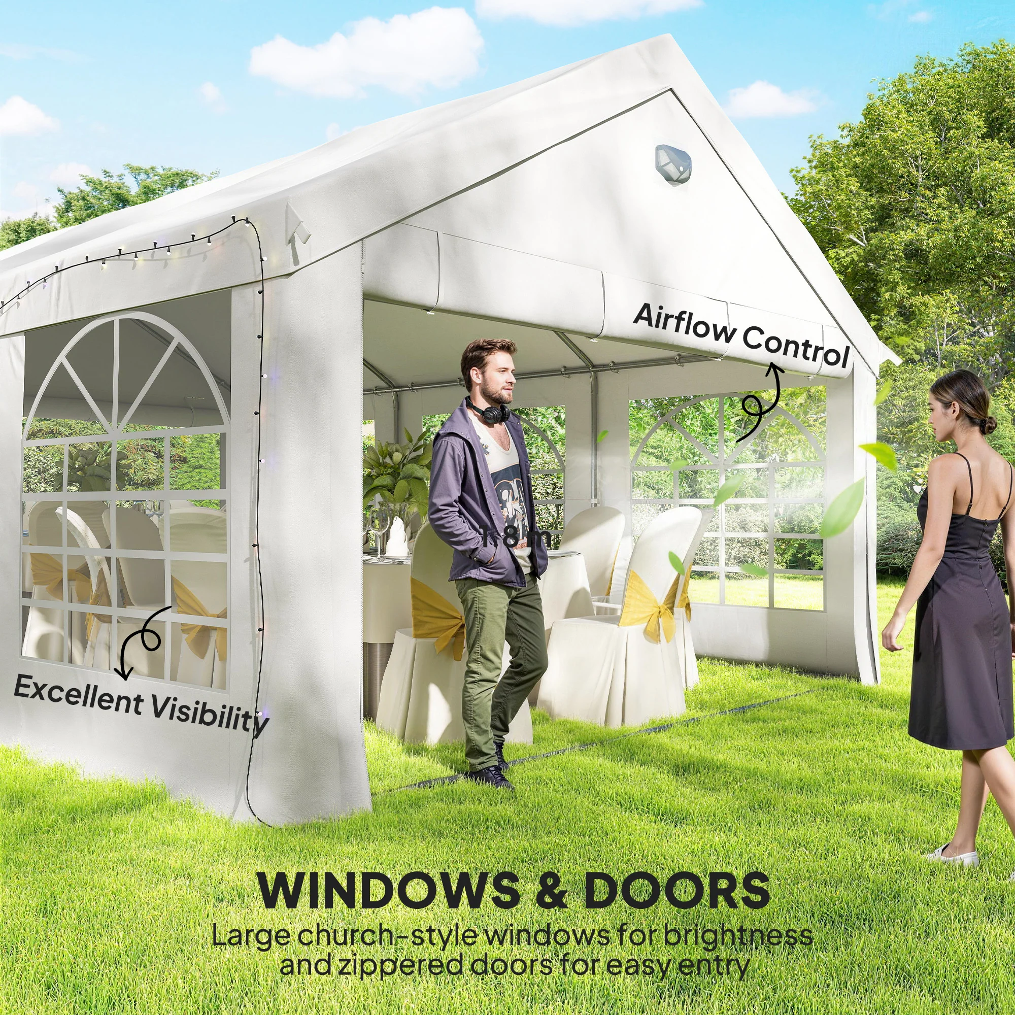 4 x 6 m Gazebo with 4 Removable Sidewalls, White - Image 9