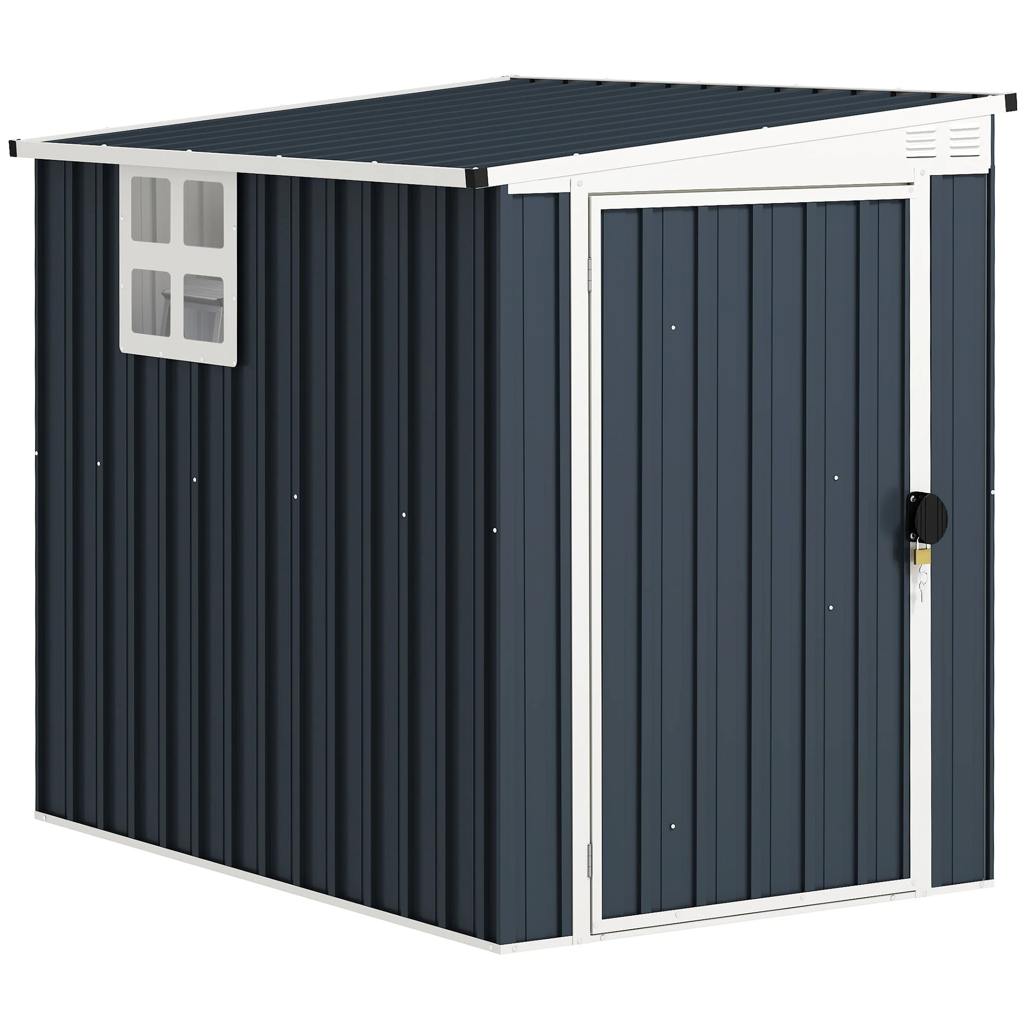 4' x 6' etal Outdoor Storage Shed with Window, 2 Vents and Lockable Door, Dark Grey - Image 12