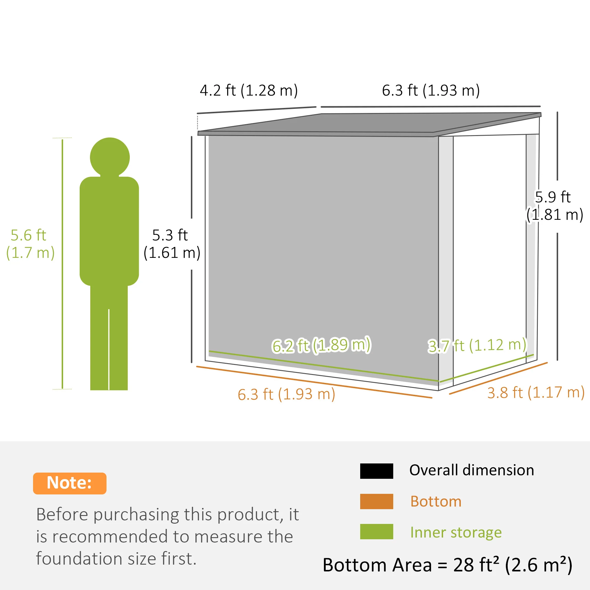 4' x 6' etal Outdoor Storage Shed with Window, 2 Vents and Lockable Door, Dark Grey - Image 5