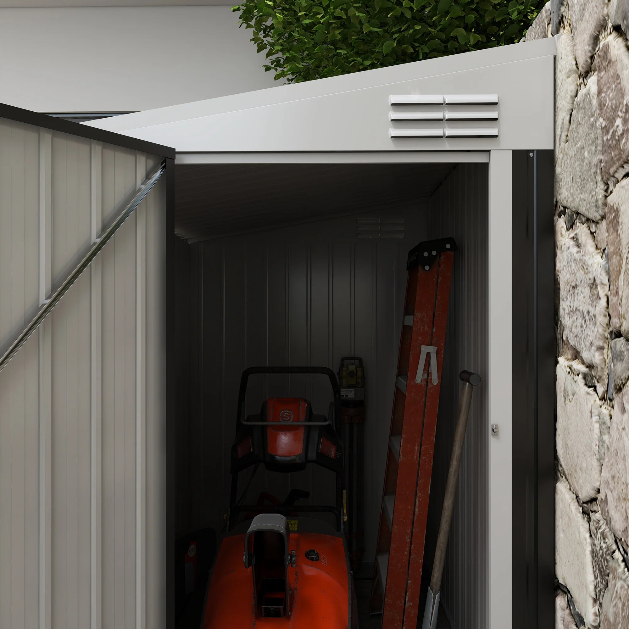 4' x 6' Steel Garden Storage Shed Lean to Shed Outdoor Metal Tool House with Lockable Door and 2 Air Vents for Backyard, Patio, Lawn, Dark Grey - Image 10