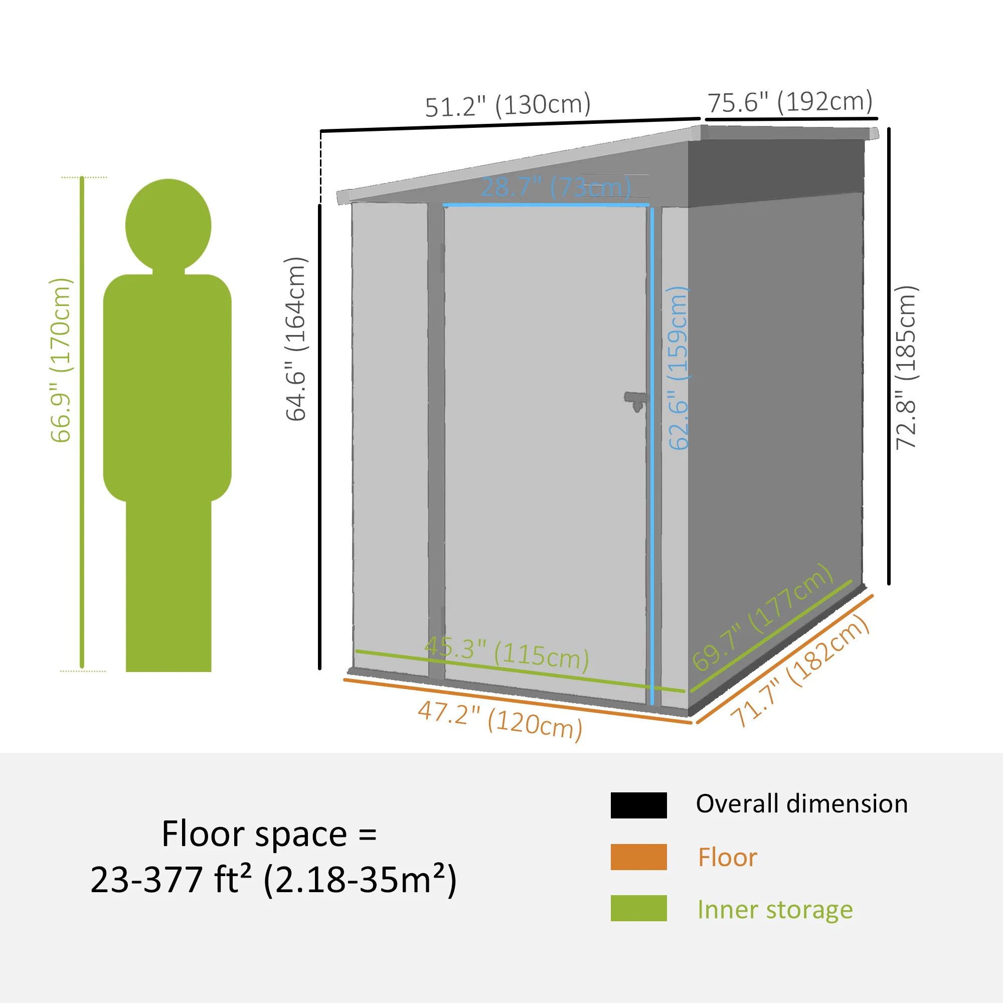 4' x 6' Steel Garden Storage Shed Lean to Shed Outdoor Metal Tool House with Lockable Door and 2 Air Vents for Backyard, Patio, Lawn, Dark Grey - Image 5
