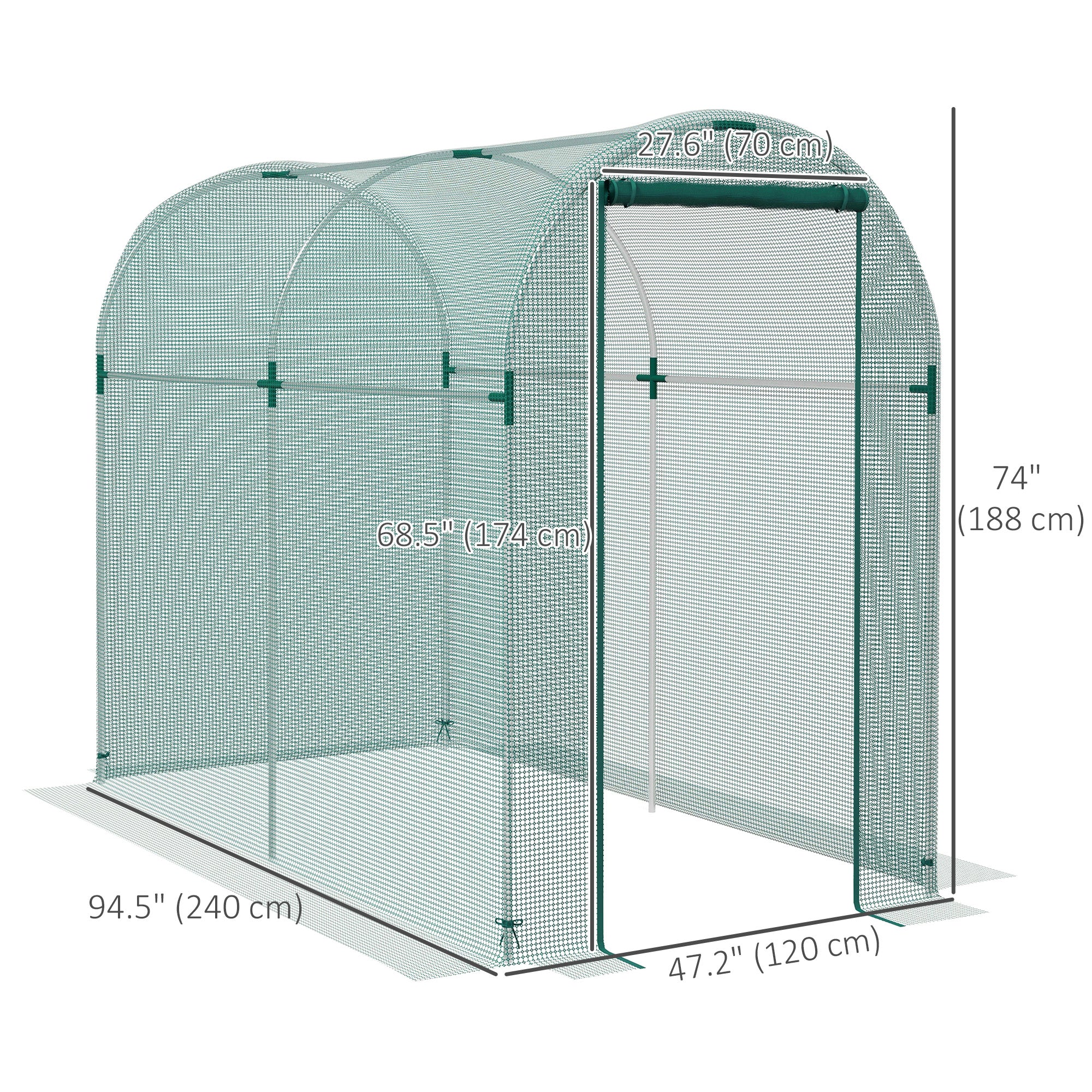 4' x 8' Green Crop Cage with Zippered Door & Galvanized Frame, Green - Image 5