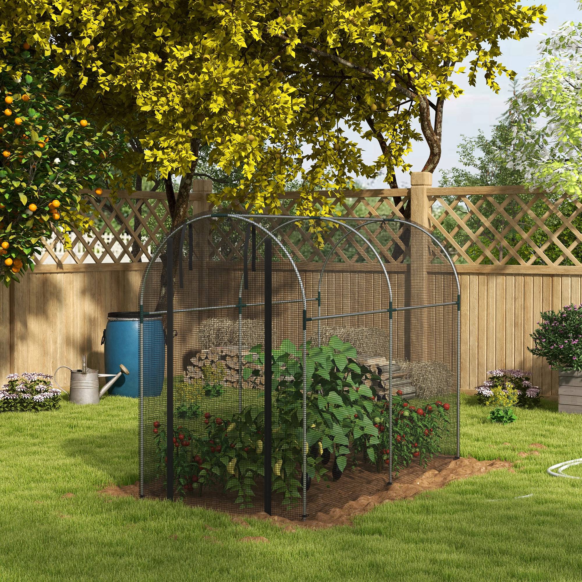4' x 8' Crop Cage with Zippered Door, Black - Image 4