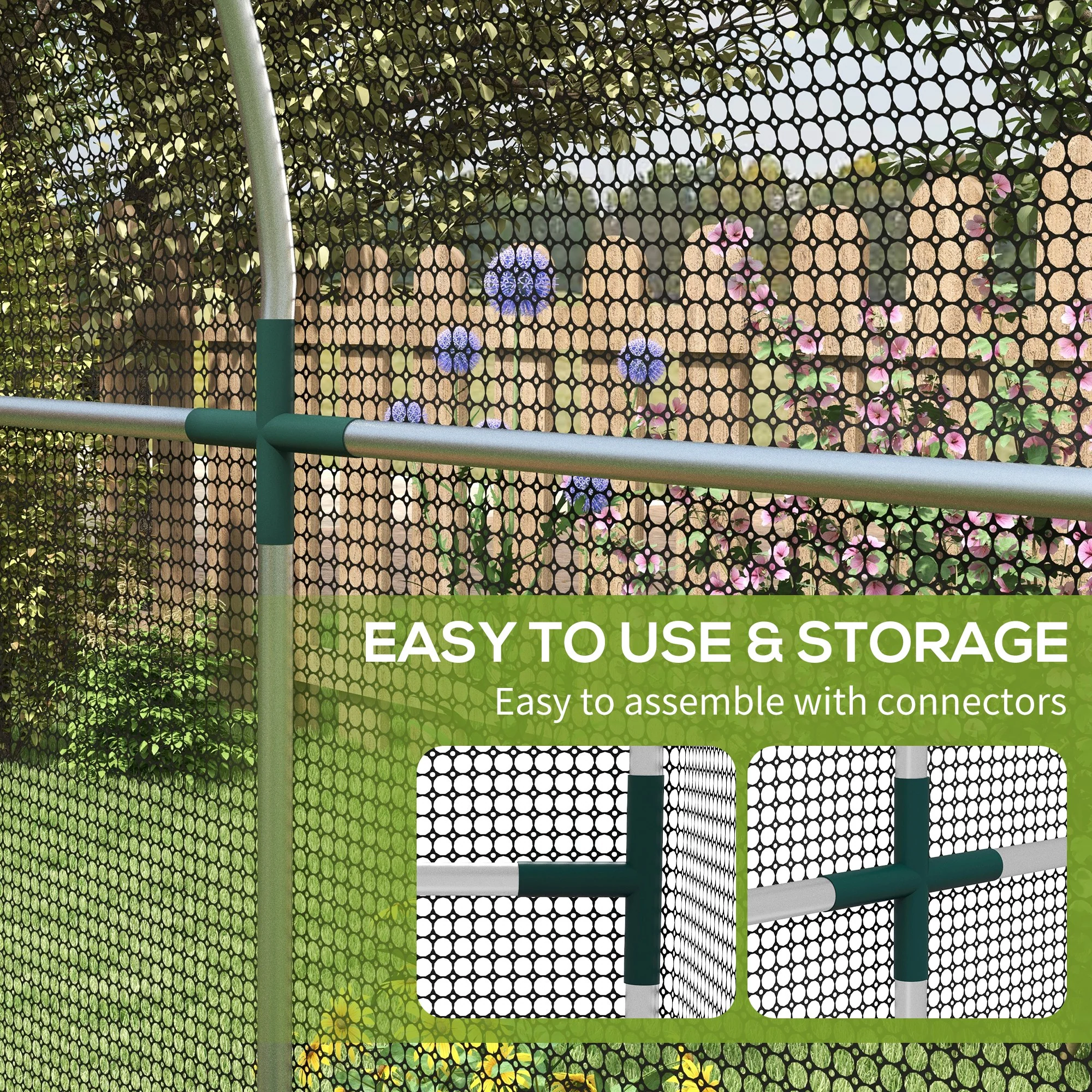 4' x 8' Crop Cage with Zippered Door, Black - Image 7