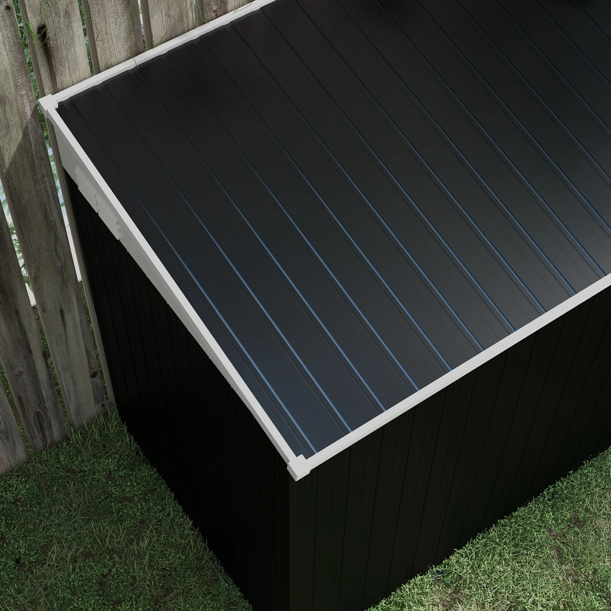 4' x 8' Steel Garden Storage Shed Lean to Shed Outdoor Metal Tool House with Lockable Door and 2 Air Vents for Backyard, Patio, Lawn, Dark Grey - Image 11
