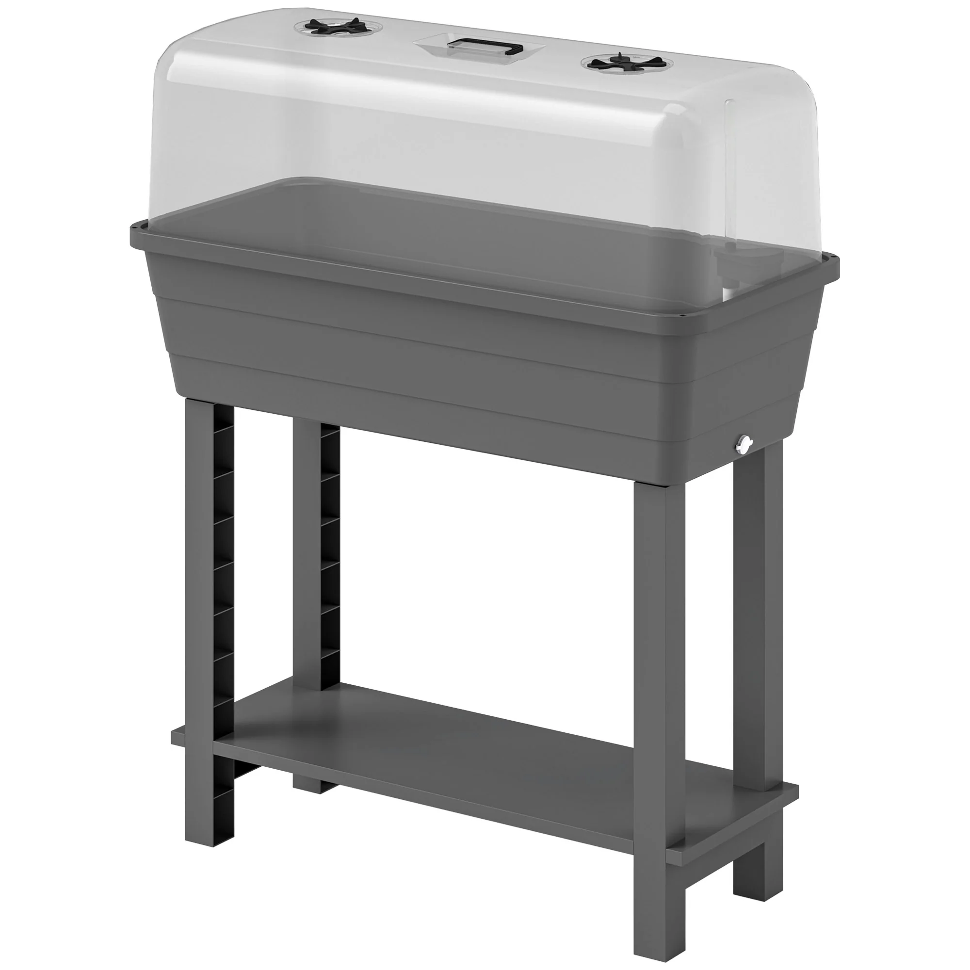 Self-Watering Raised Garden Bed with Ventilation Lid, Water Level Indicator, 29.5" x 14.2" x 36.2", Dark Grey - Image 2