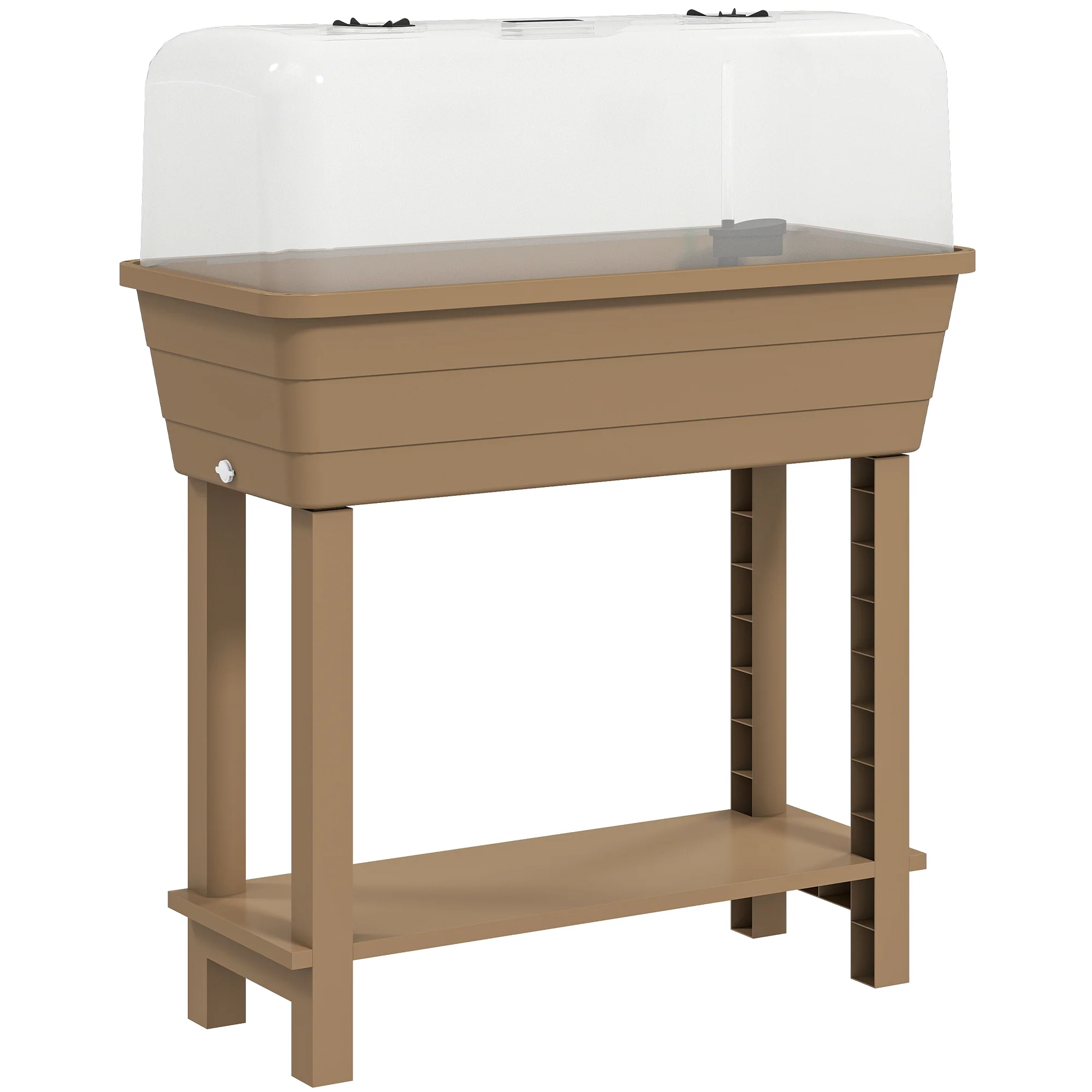 41L Self-Watering Raised Garden Bed with Lid and Shelf, Brown - Image 12