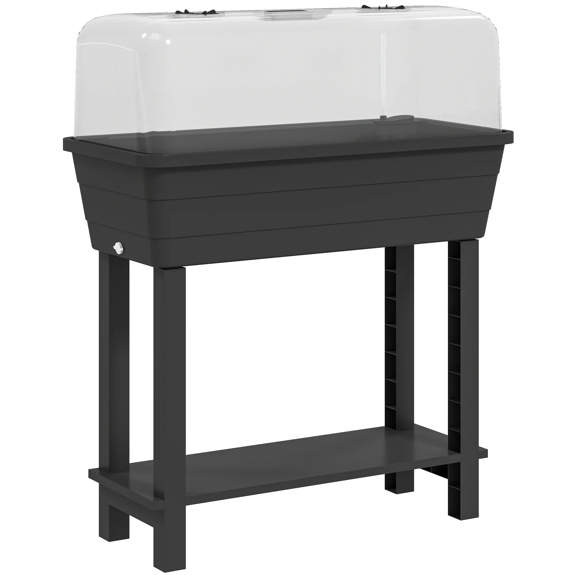 41L Self-Watering Raised Garden Bed with Lid and Shelf, Black - Image 12