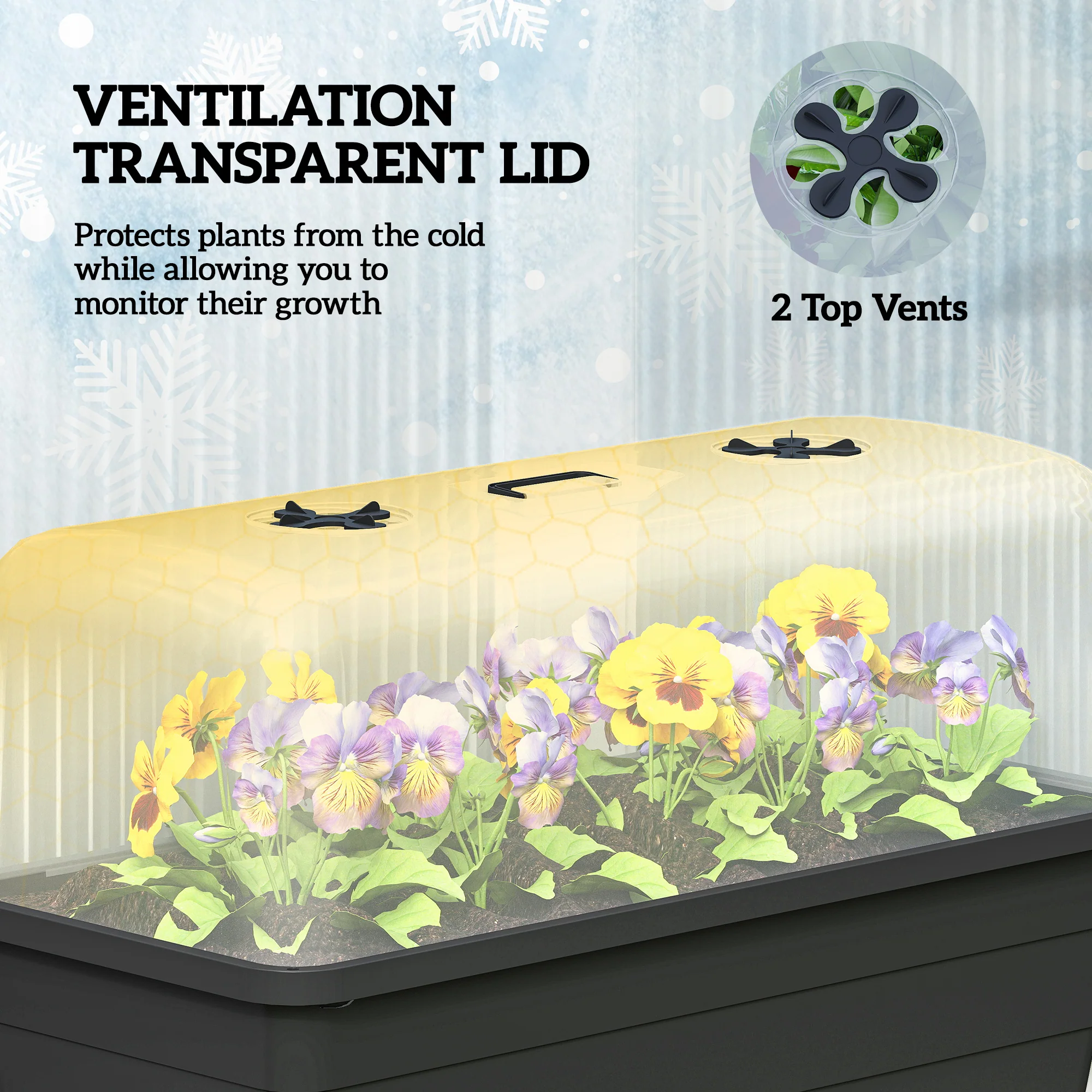 41L Self-Watering Raised Garden Bed with Lid and Shelf, Black - Image 7