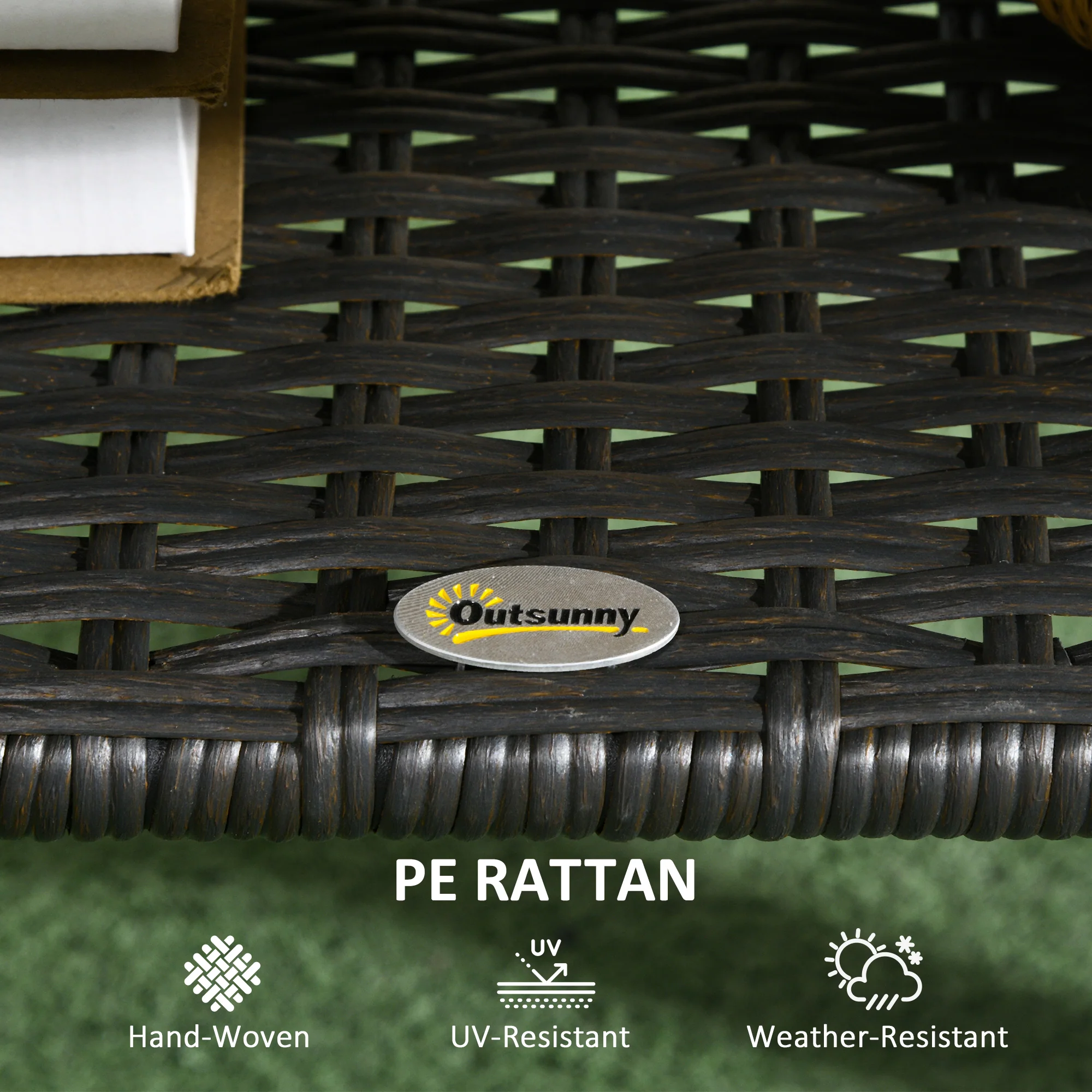 43.3" PE Rattan Coffee Table w/ Storage Shelf, 2-Layer Storage Table w/ Glass Top, Black - Image 8