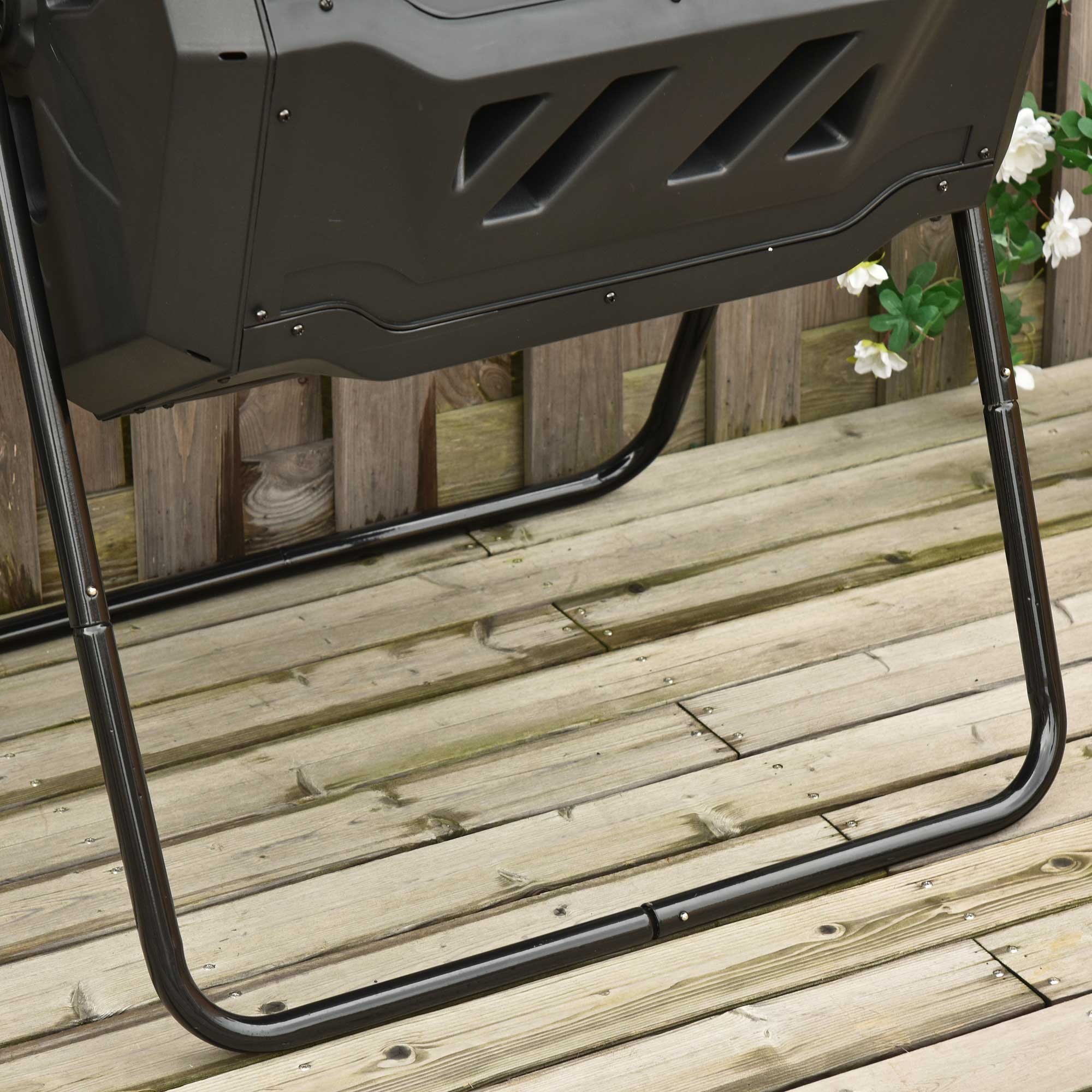 43 Gallon Dual Chamber Tumbling Composter with Steel Frame,  360° Rotating Composter, Green - Image 10