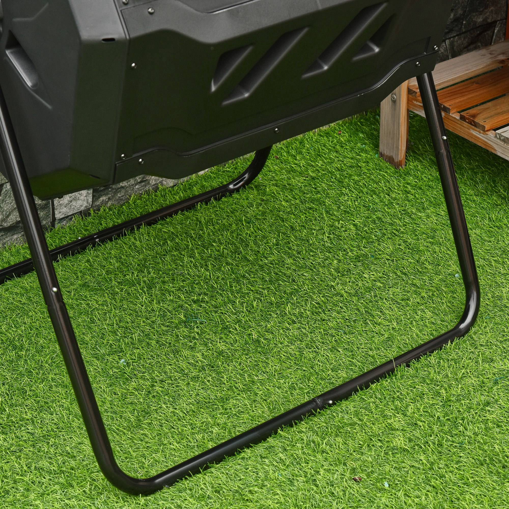 43 Gallon Dual Chamber Tumbling Composter with Steel Frame,  360° Rotating Composter, Black - Image 11