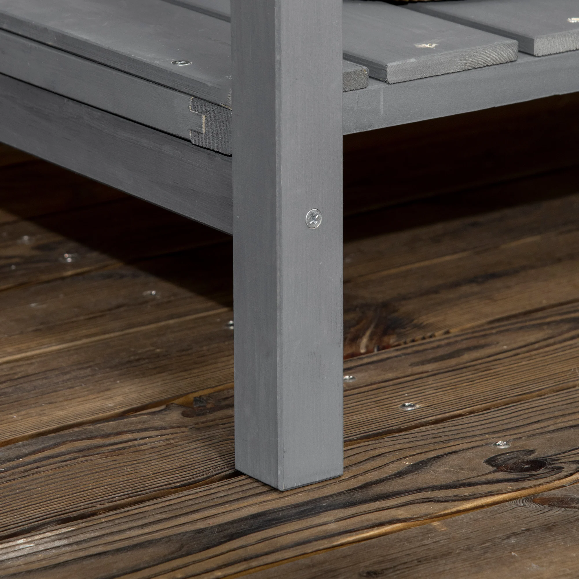 Wooden Raised Bed with Storage Shelf & 8 Pockets, 43" x 18" x 30", Dark Grey - Image 10