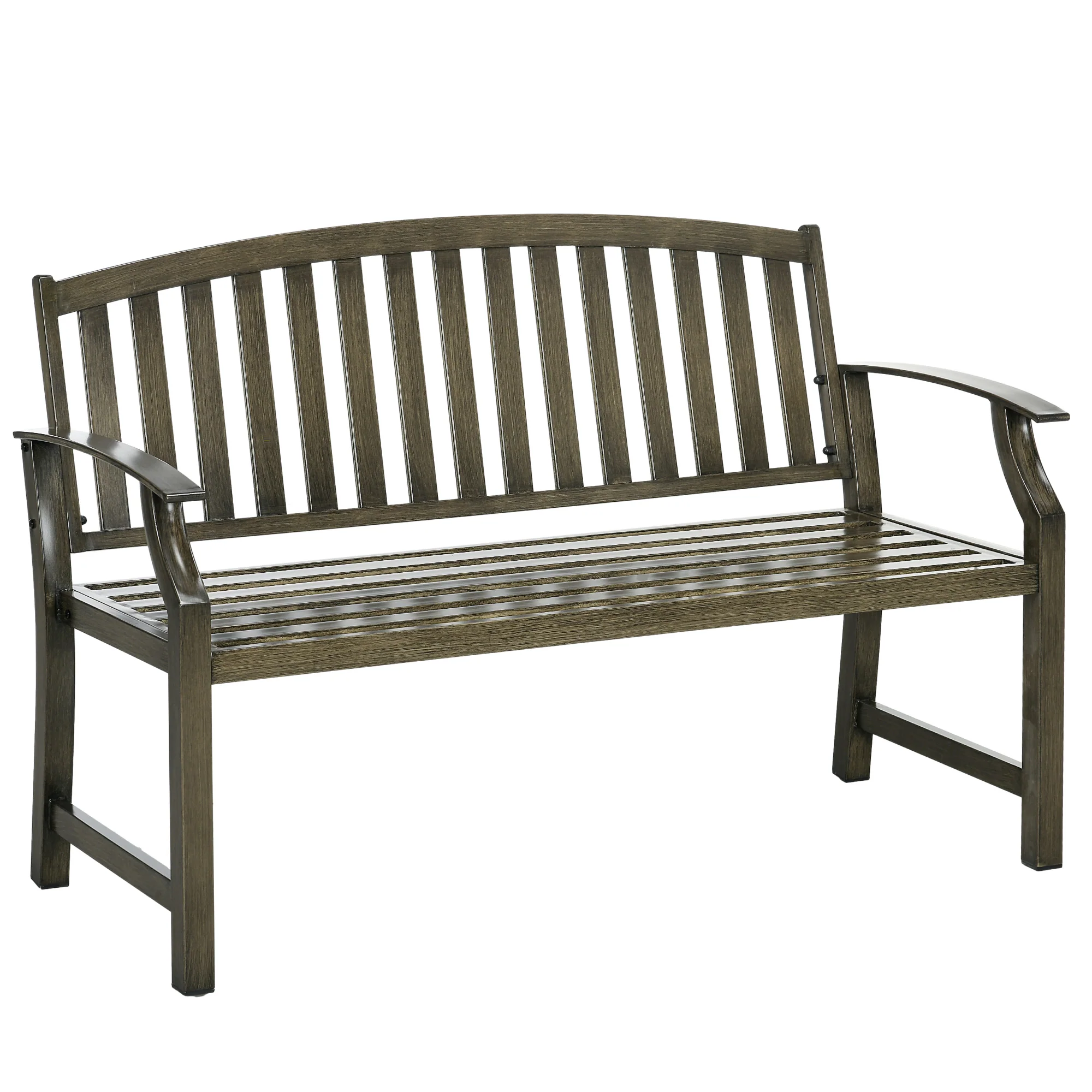 46" Outdoor Garden Metal Bench for Patio, Park, Porch, Lawn, Yard, Deck, Black - Image 12
