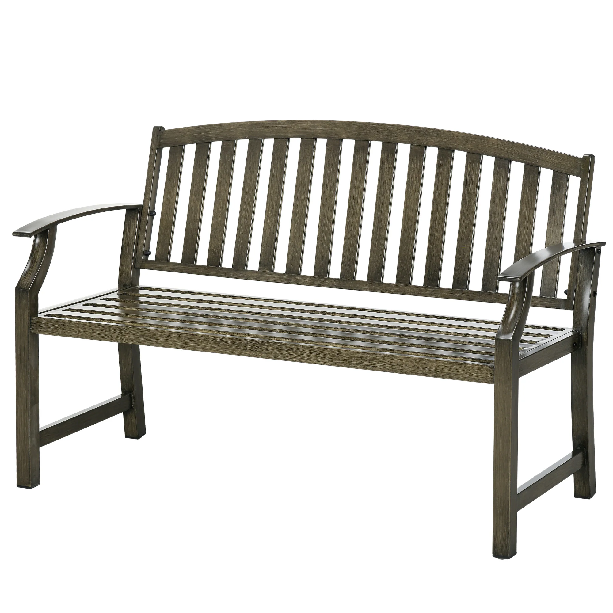 46" Outdoor Garden Metal Bench for Patio, Park, Porch, Lawn, Yard, Deck, Black - Image 2