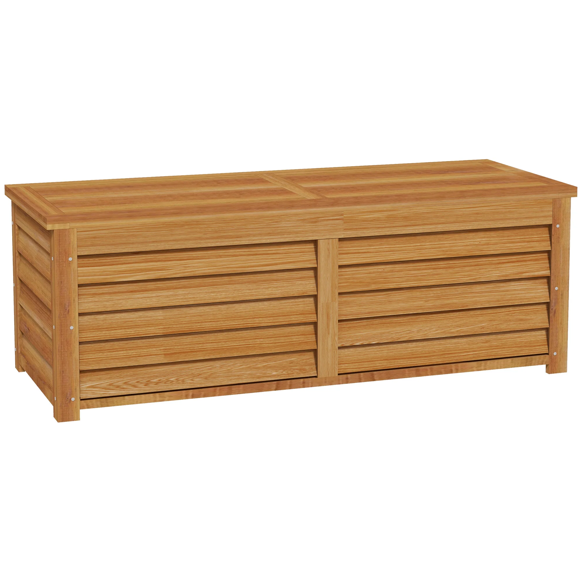 47" Light Brown Wooden Deck Box with Safety Hinges, 51.2" x 19.7" x 17.7", Light Brown - Image 12