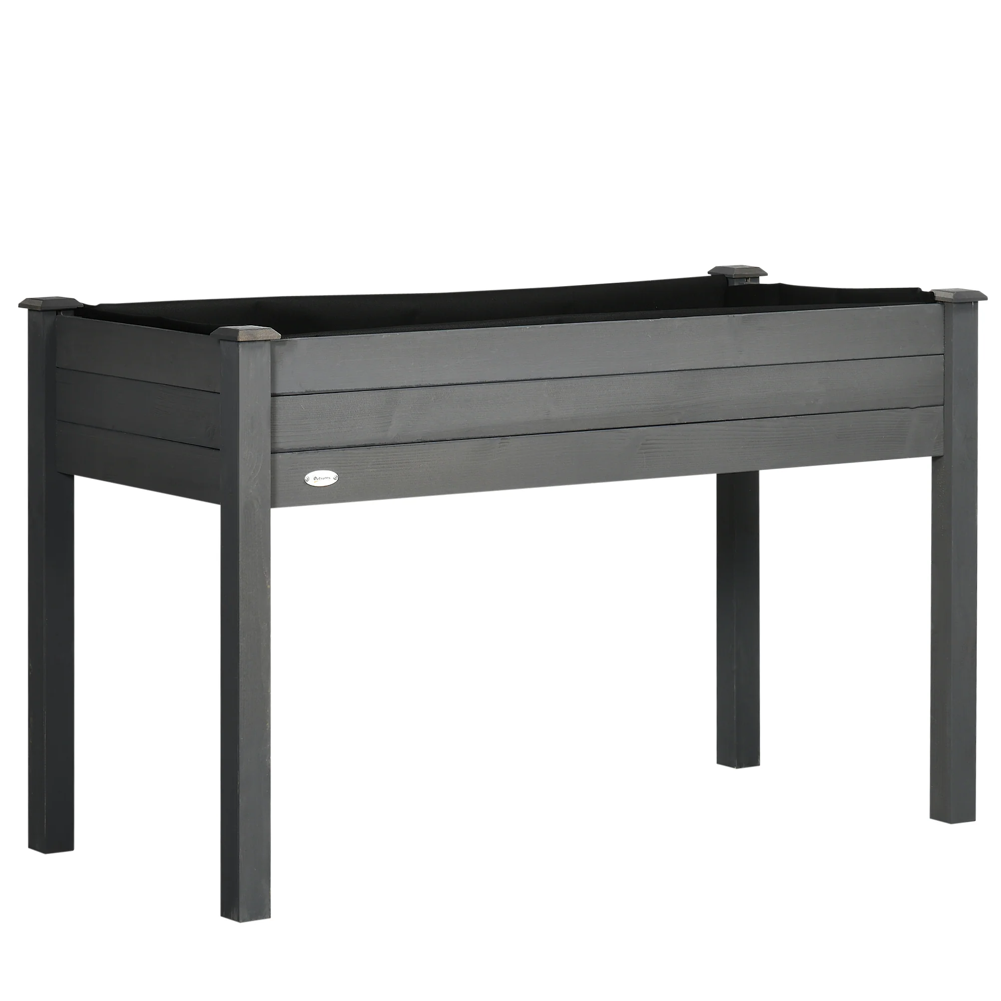 Wooden Raised Garden Bed with Inner Bag, 48" x 22" x 30", Dark Grey - Image 12