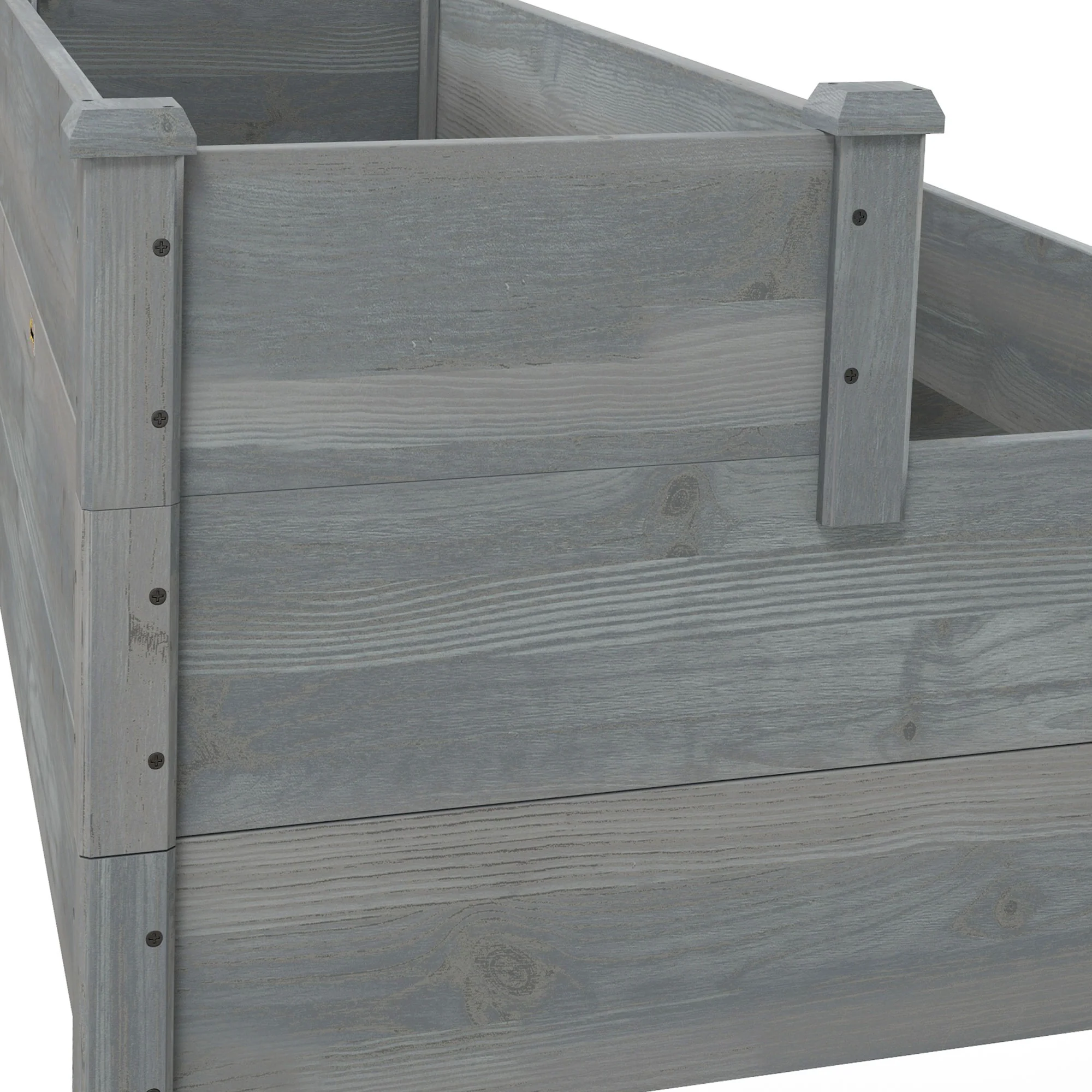 49" x 49" x 22" 3-Tier Wooden Raised Garden Bed Planter, Grey - Image 11
