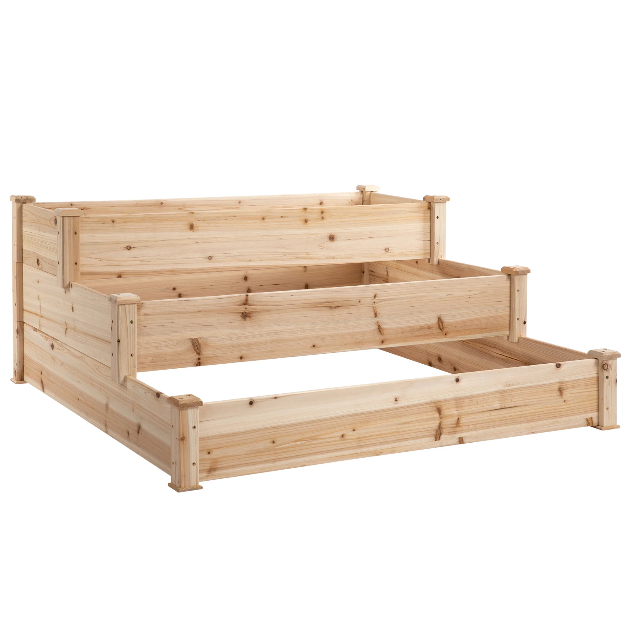49" x 49" x 22" 3-Tier Wooden Raised Garden Bed Planter, Natural - Image 12