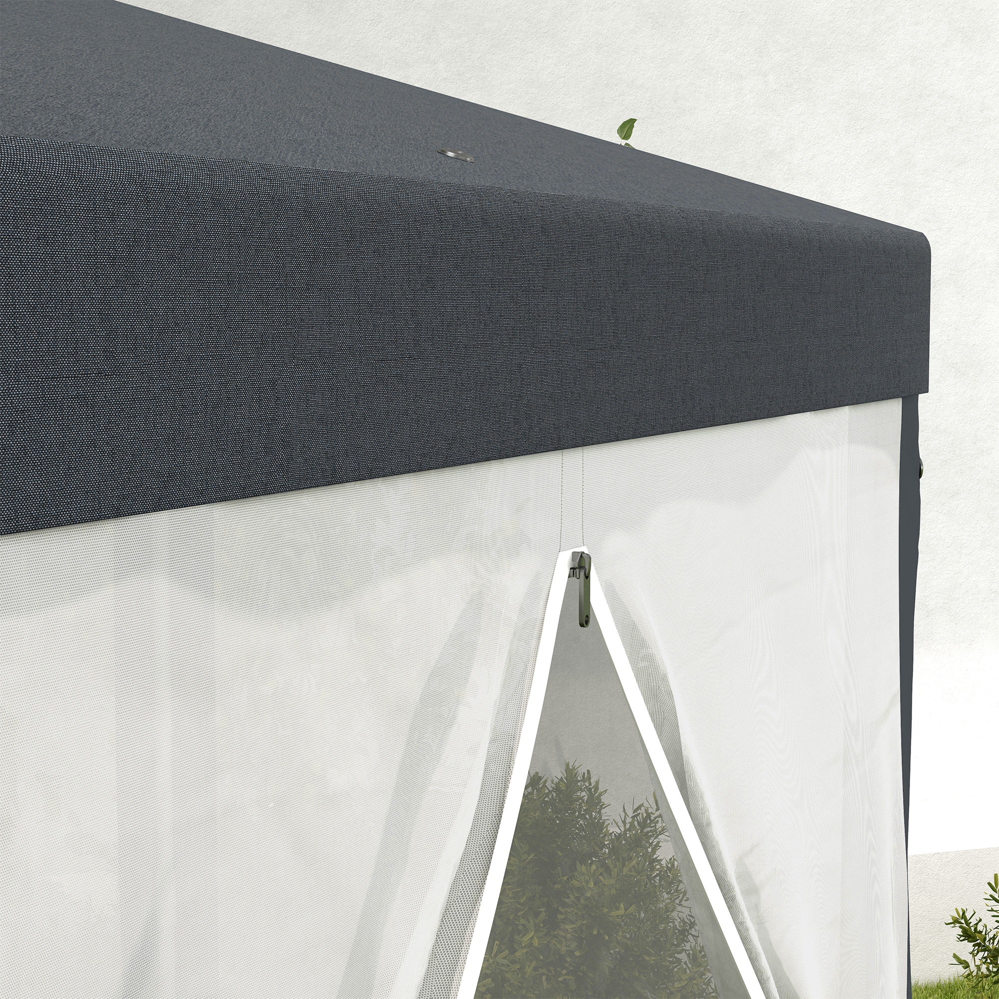 4m Hexagonal Gazebo Canopy Party Tent with Mesh Walls for Outdoor Event, Dark Grey - Image 11