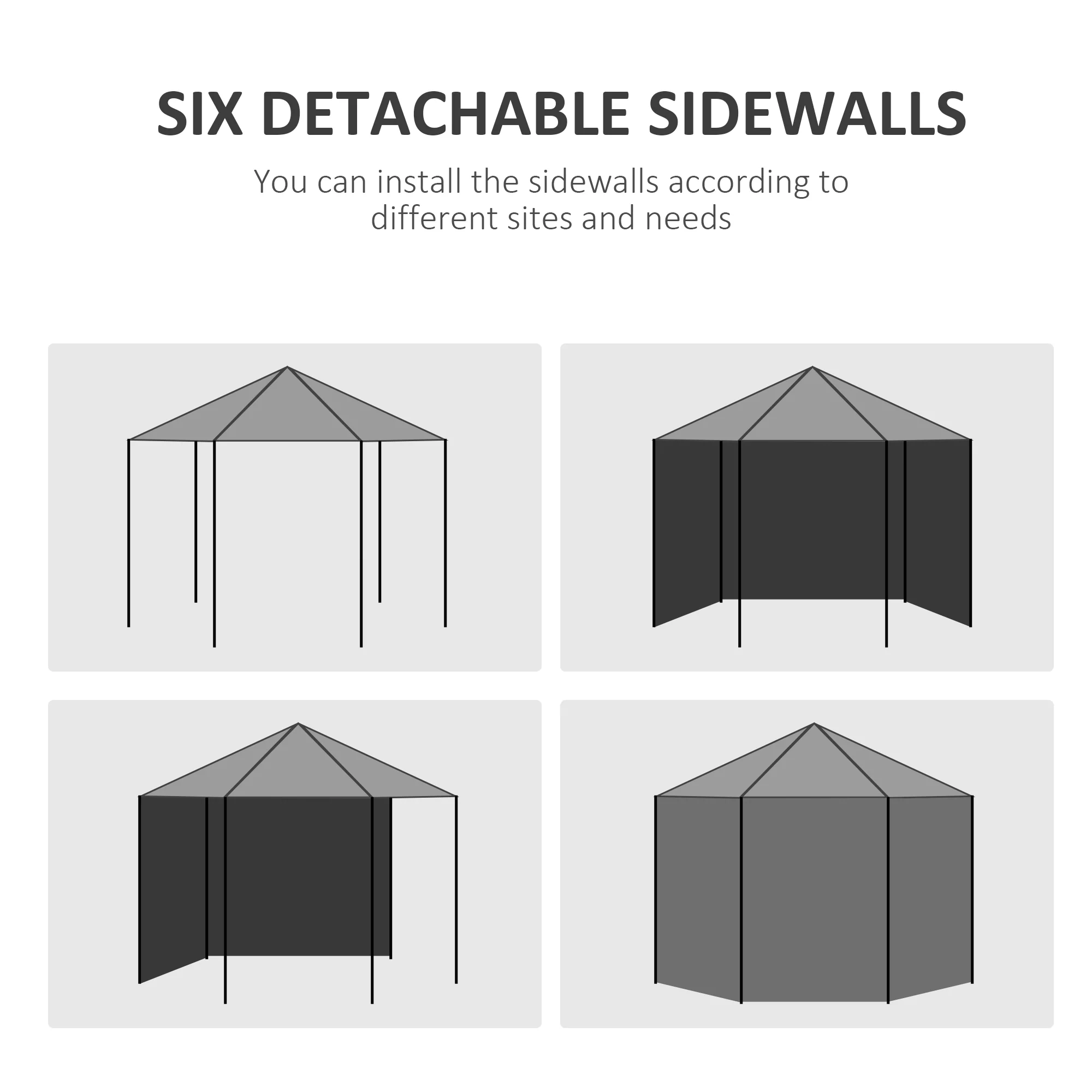 4m Hexagonal Canopy Party Tent with Windows & 6 Removable SideWalls for Outdoor Event, White - Image 9