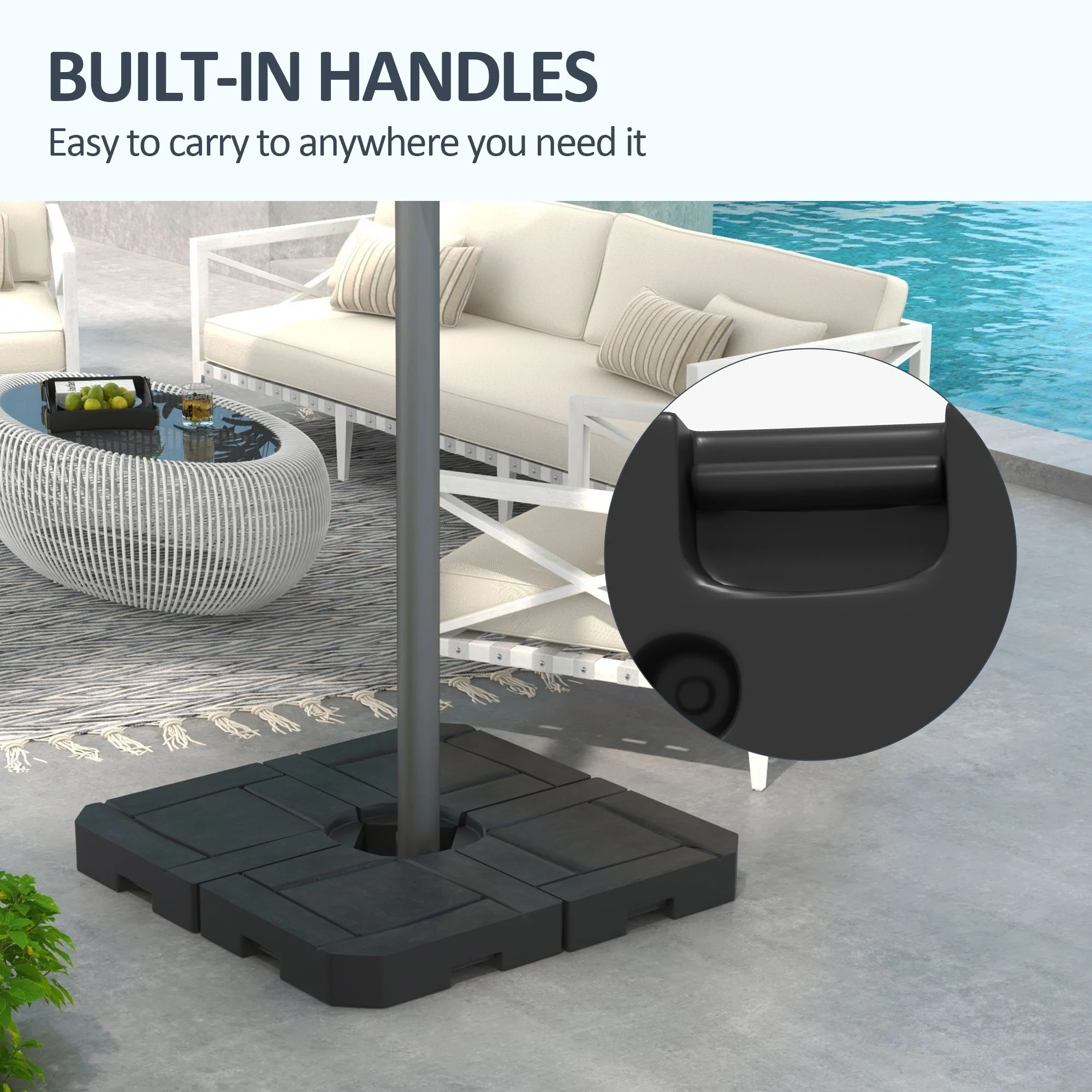 4PC Cantilever Umbrella Base Weights, Water/Sand Fillable, Black - Image 10