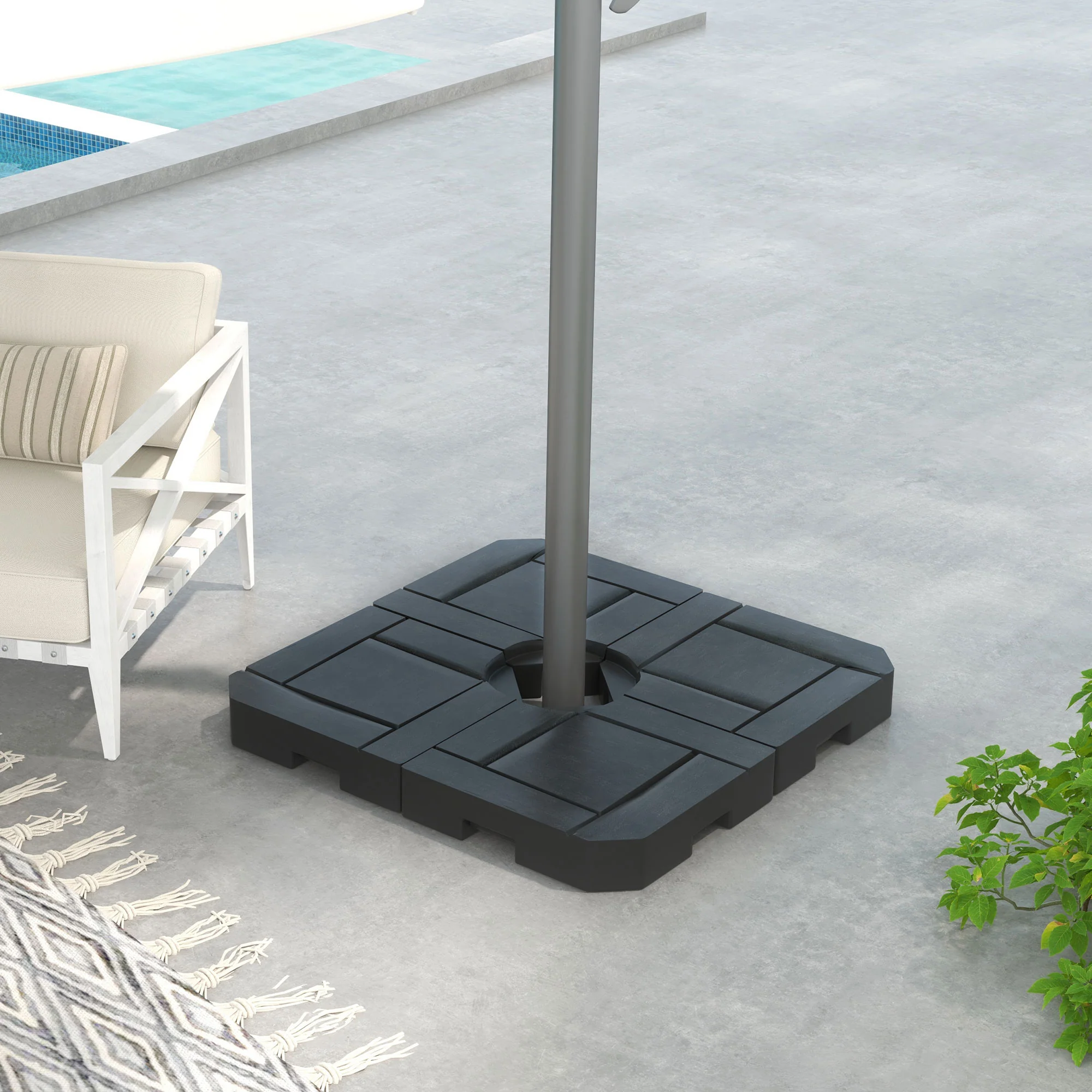 4PC Cantilever Umbrella Base Weights, Water/Sand Fillable, Black - Image 3