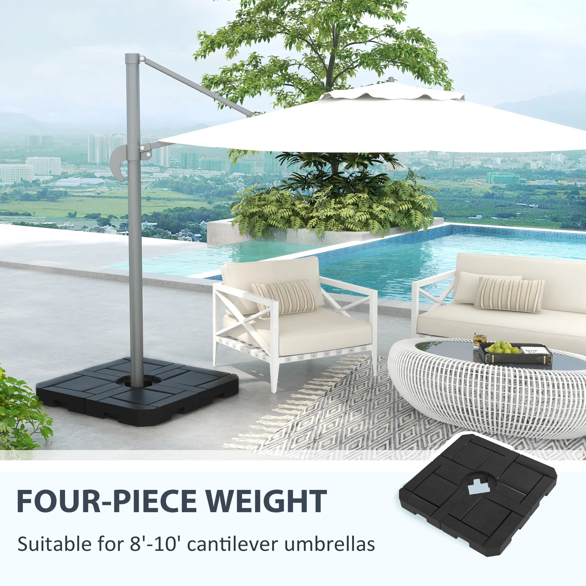 4PC Cantilever Umbrella Base Weights, Water/Sand Fillable, Black - Image 6