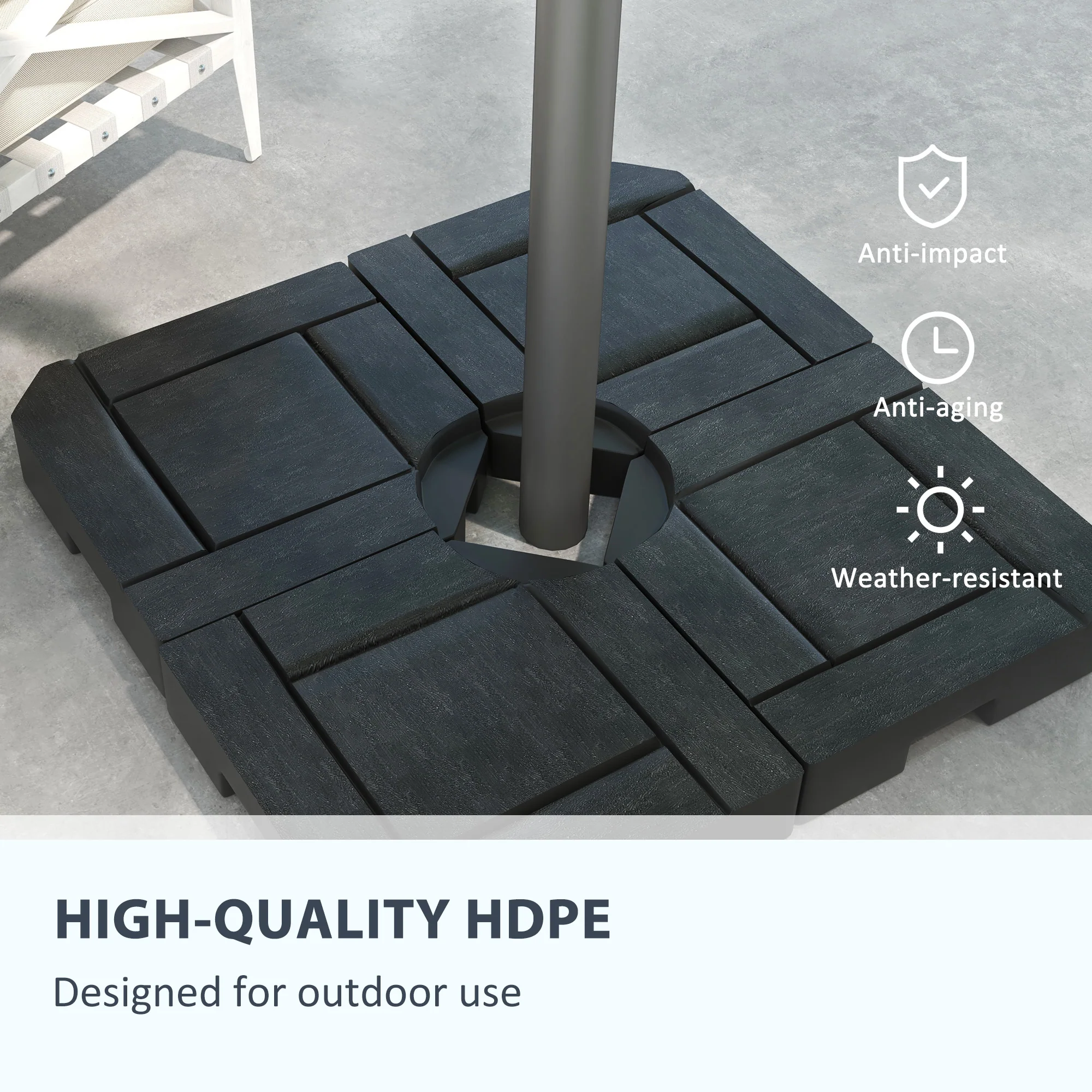 4PC Cantilever Umbrella Base Weights, Water/Sand Fillable, Black - Image 8