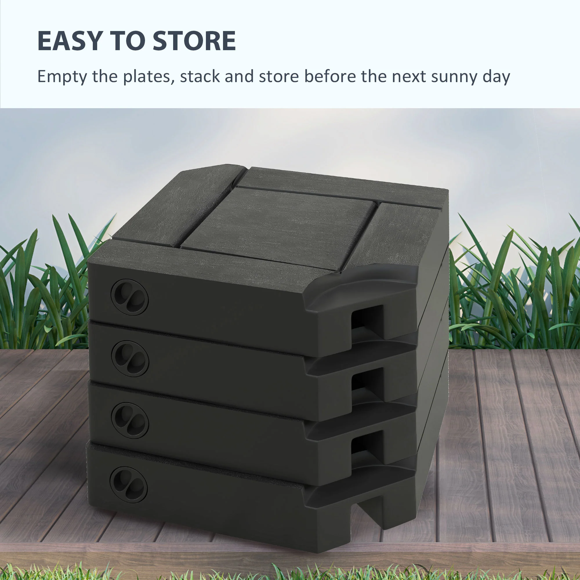 4PC Cantilever Umbrella Base Weights, Water/Sand Fillable, Black - Image 9