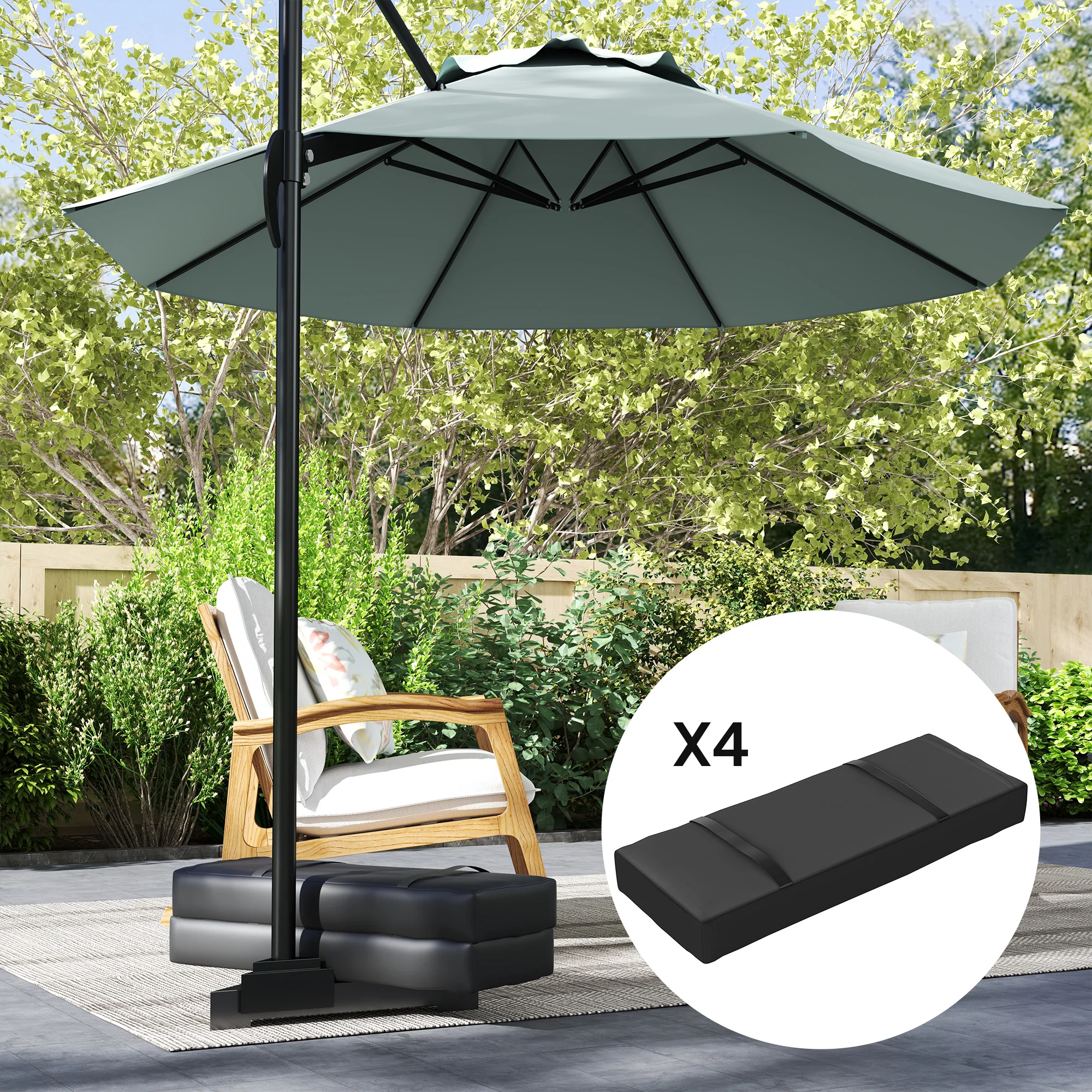 4-Pack Umbrella Weight Bags,Holds 55lbs Sand Each, Black - Image 9